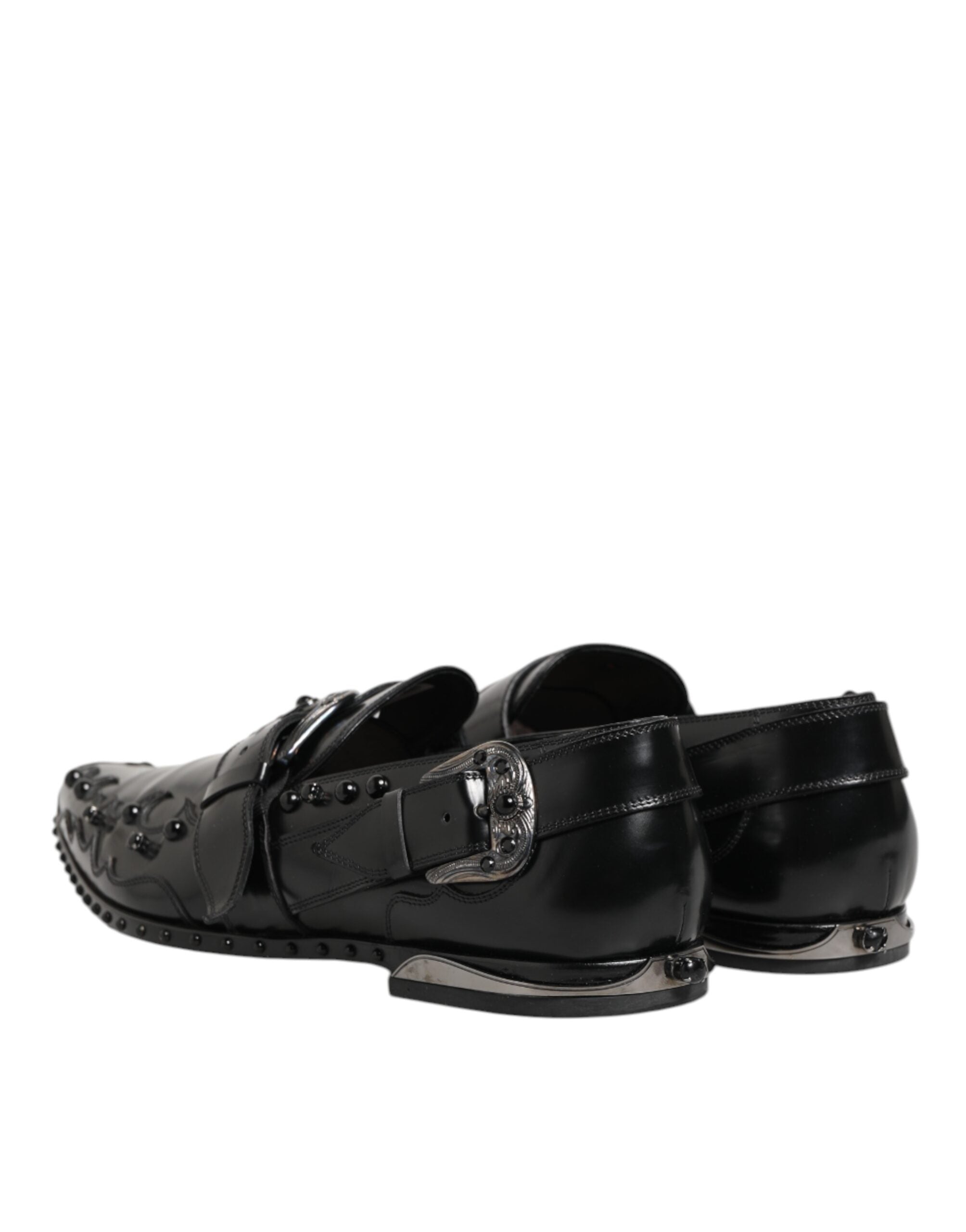 Dolce & Gabbana Black Embellished Dress Monk Strap Shoes