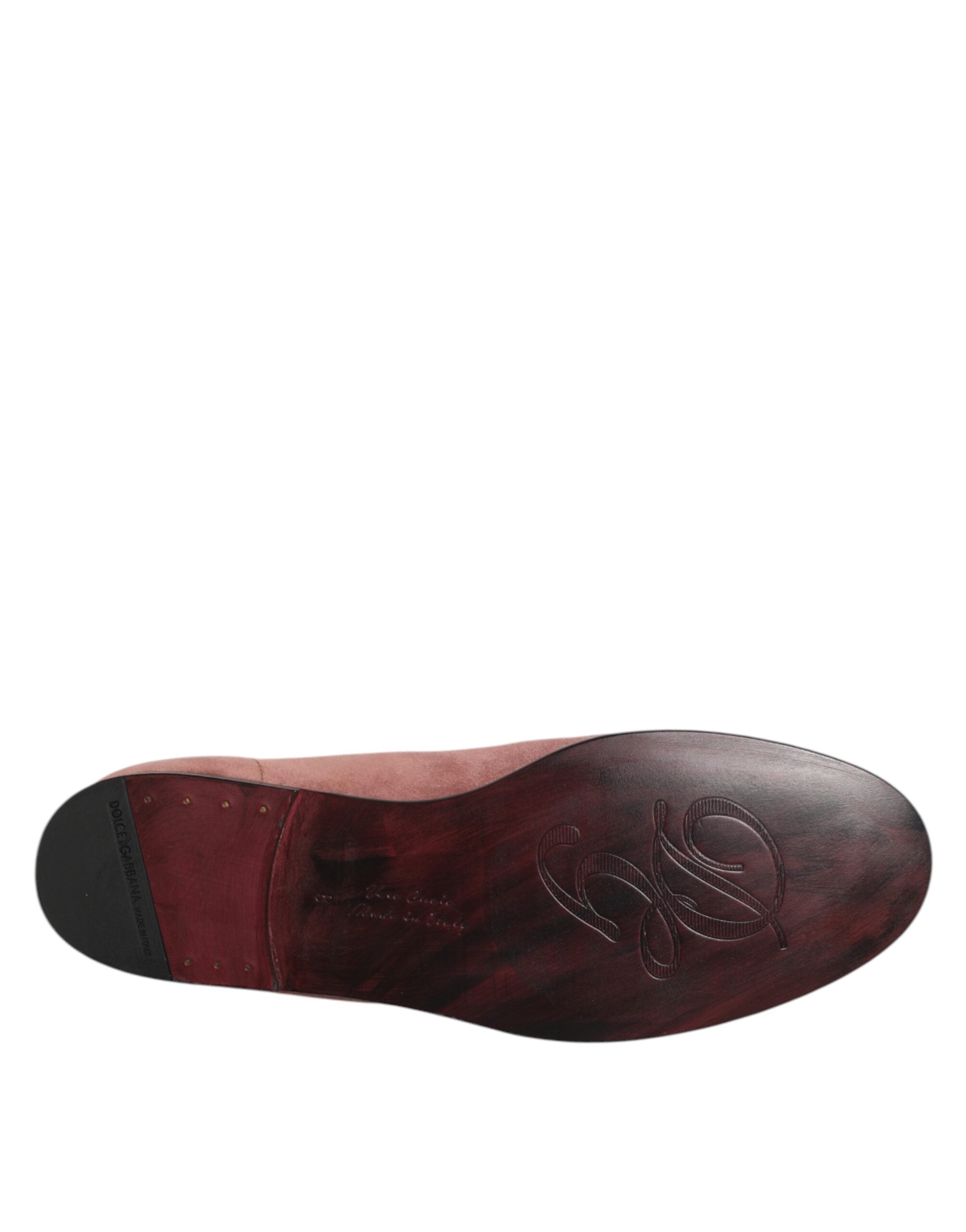 Dolce & Gabbana Pink Suede Loafers Formal Men Dress Shoes