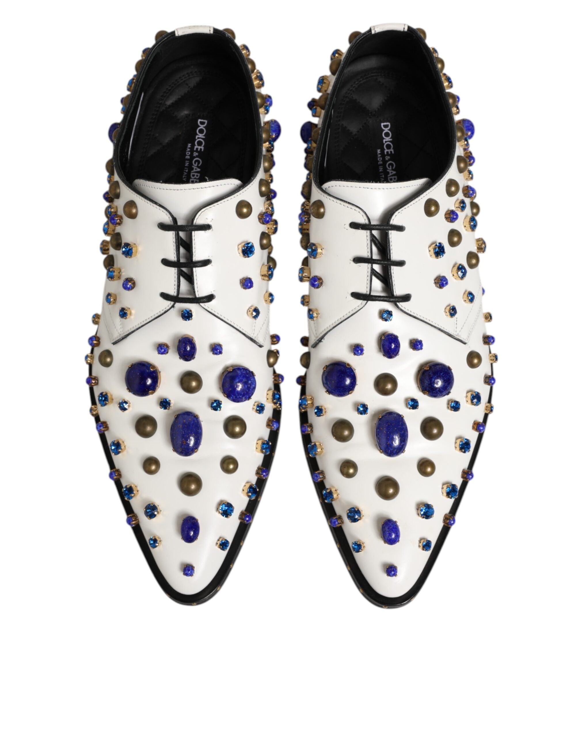 Dolce & Gabbana White Leather Crystals Embellished Dress  Shoes