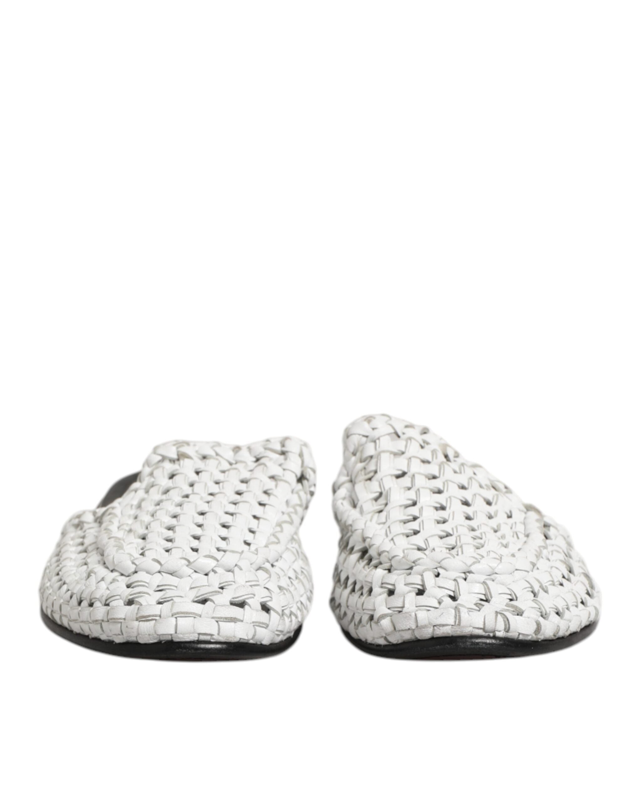 Dolce & Gabbana White Woven Slides MULES Men Sandals Shoes