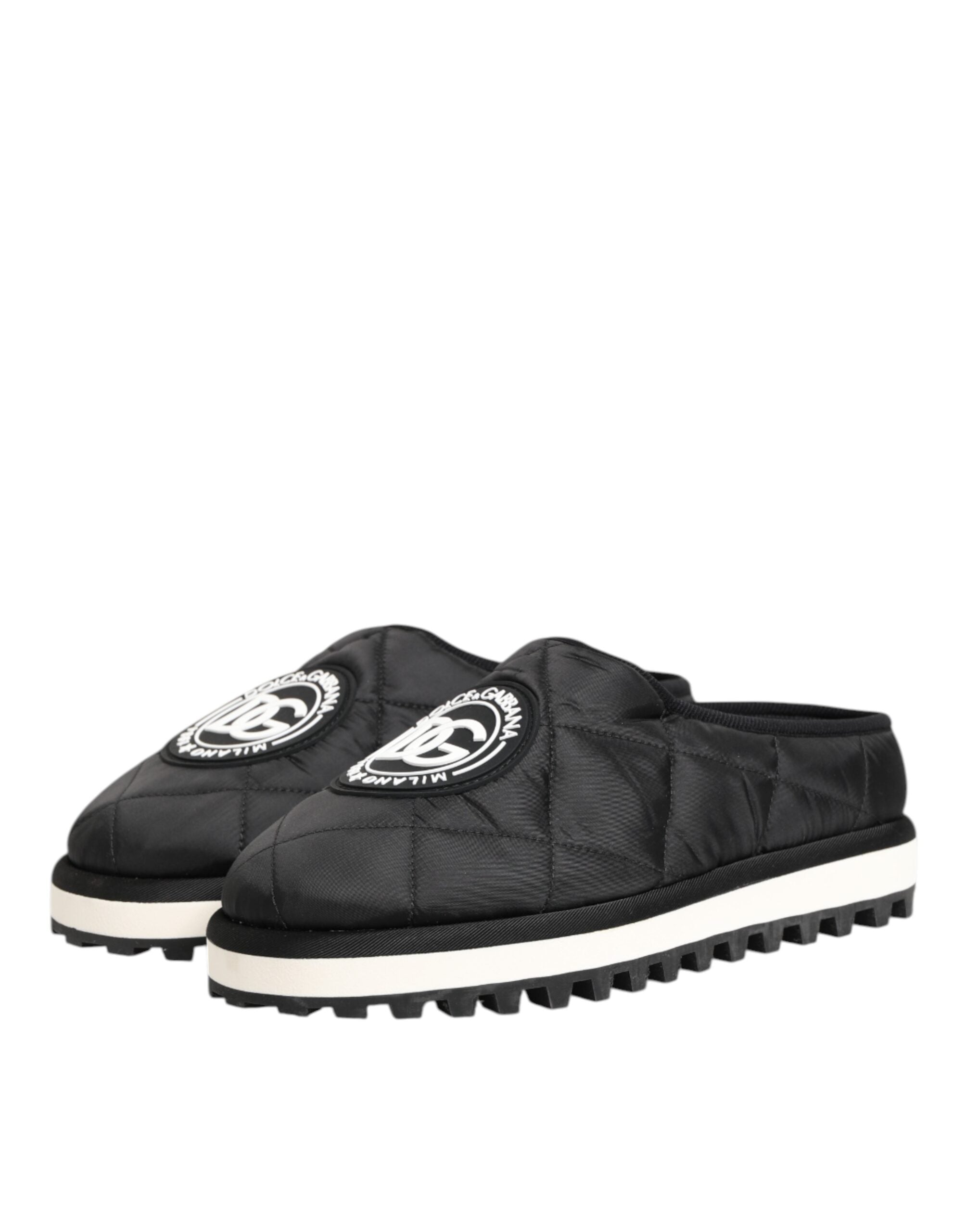 Dolce & Gabbana Black Nylon Low Top Slip On Sneaker Shoes