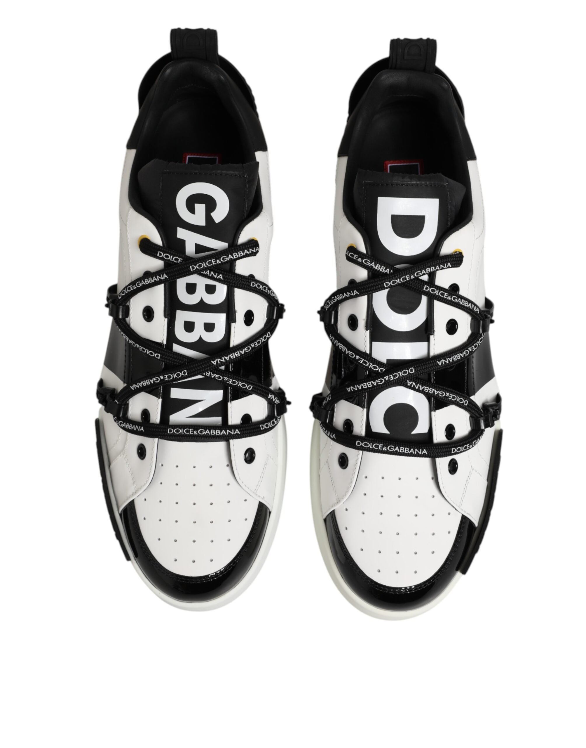 Dolce & Gabbana White Leather Logo Portofino Sneakers Shoes