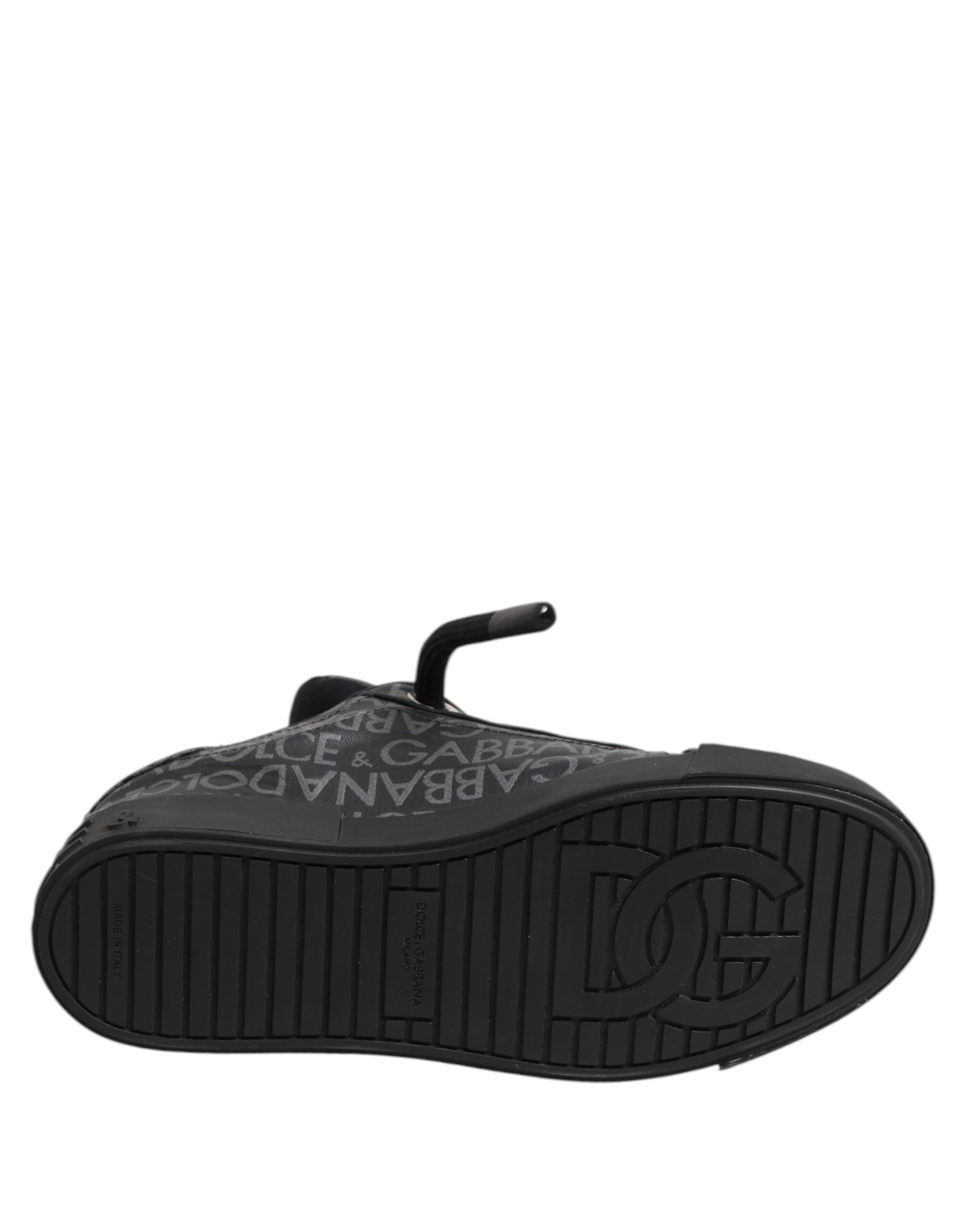 Dolce & Gabbana Black Cotton Denim Logo Low Top Sneakers  Shoes