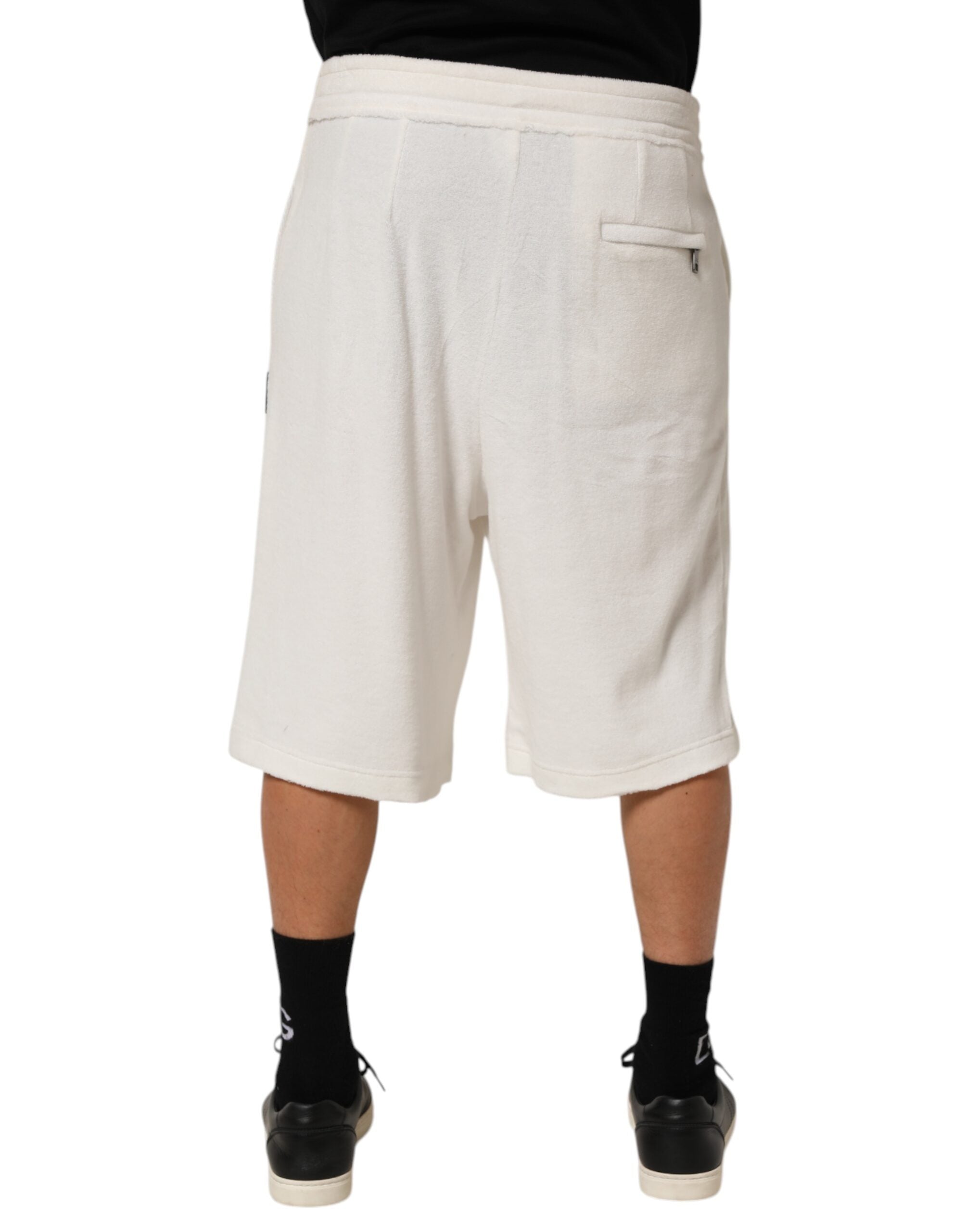 Dolce & Gabbana White Cotton Logo Plaque Men Bermuda Shorts