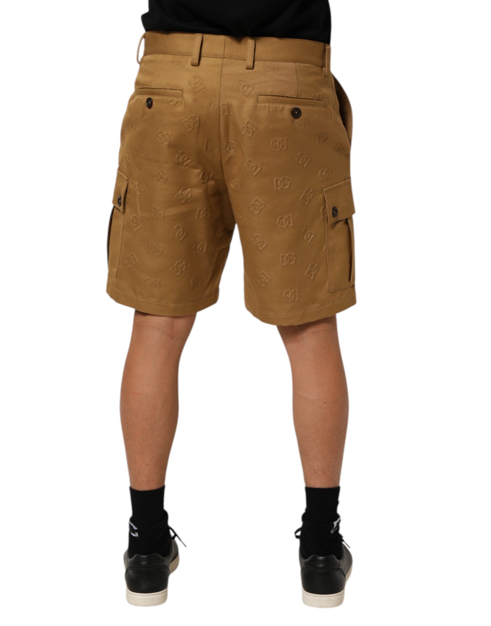 Dolce & Gabbana Brown Cotton Stretch Logo CargoBermuda Shorts