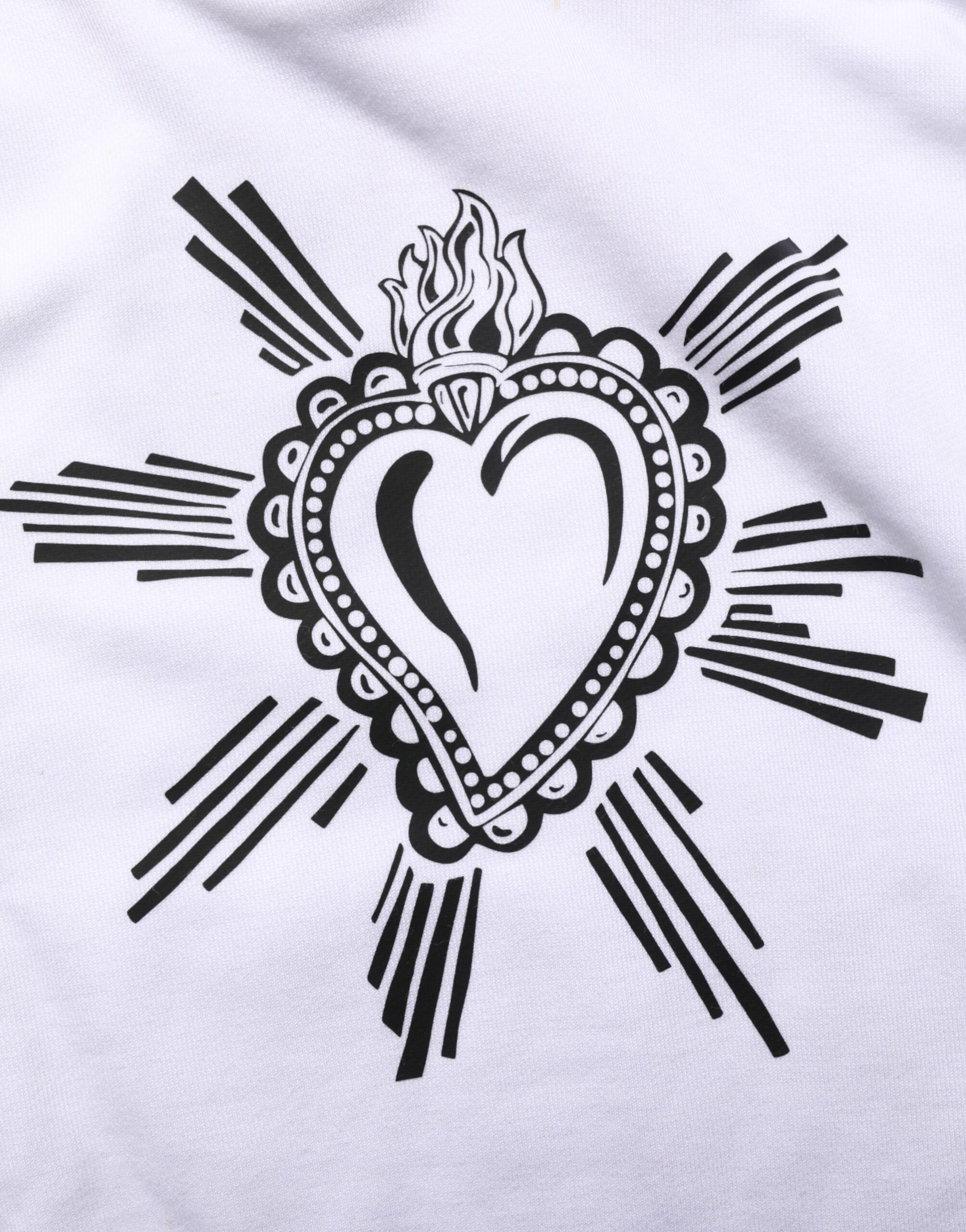 Dolce & Gabbana White Sacred Heart Hooded Sweatshirt Sweater