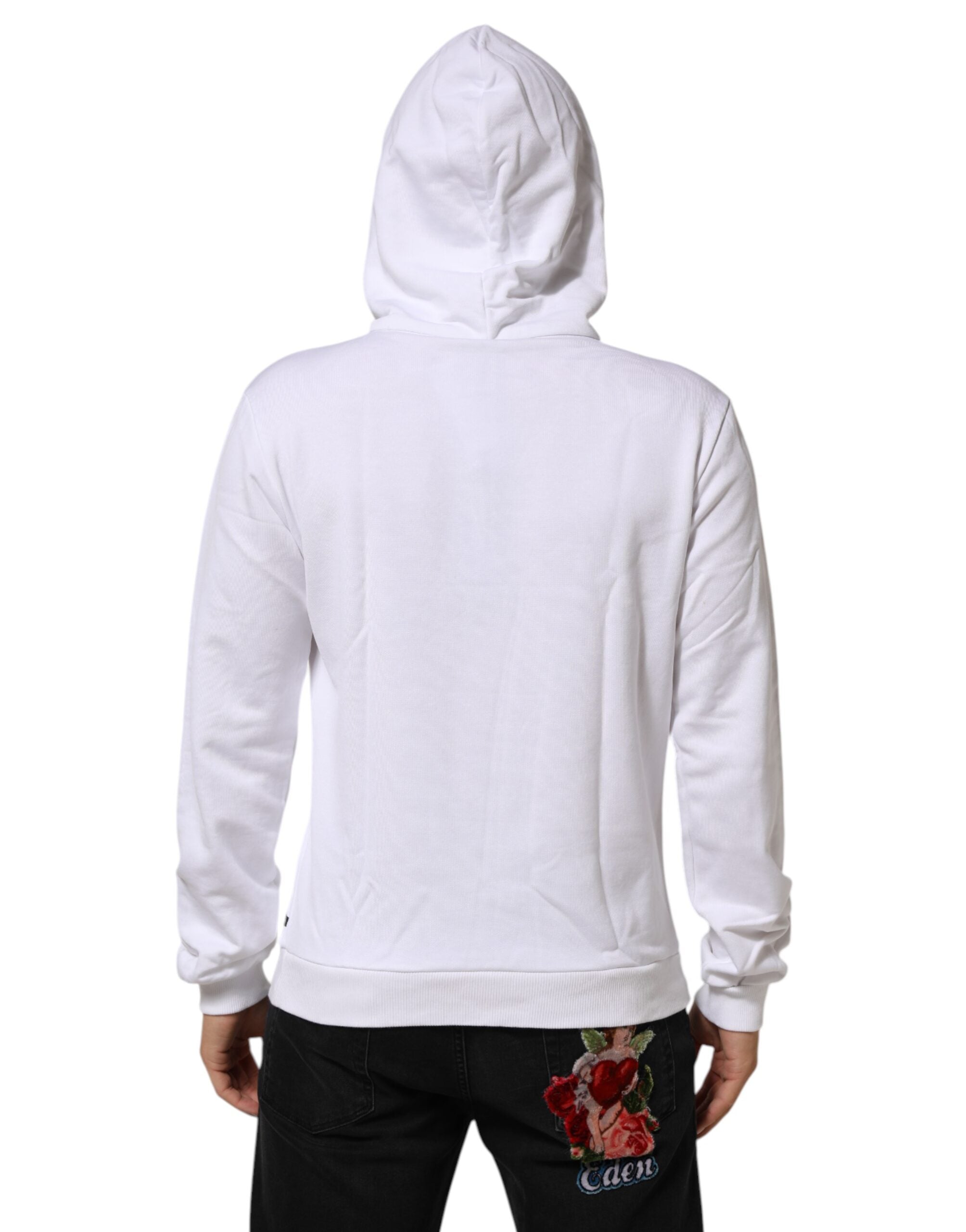 Dolce & Gabbana White Sacred Heart Hooded Sweatshirt Sweater
