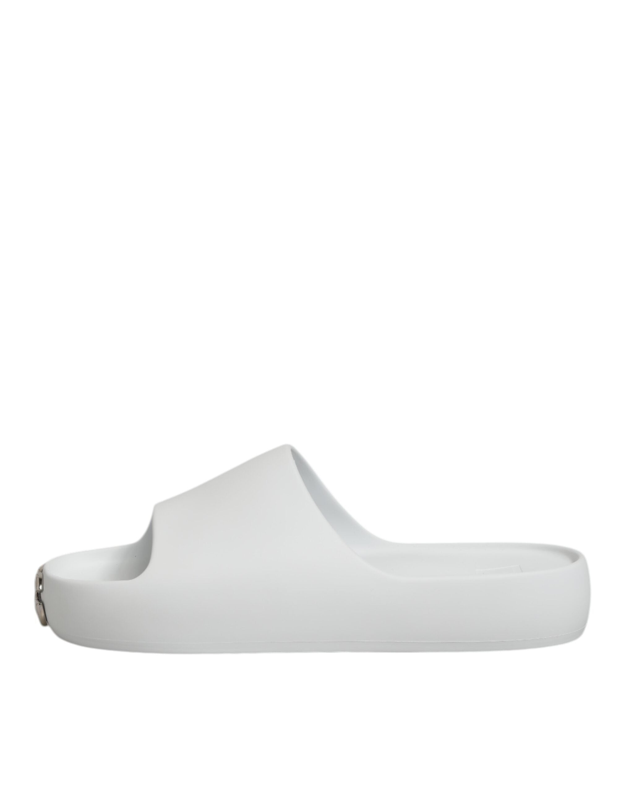 Dolce & Gabbana White Logo Slides Sandals Men Beachwear Shoes