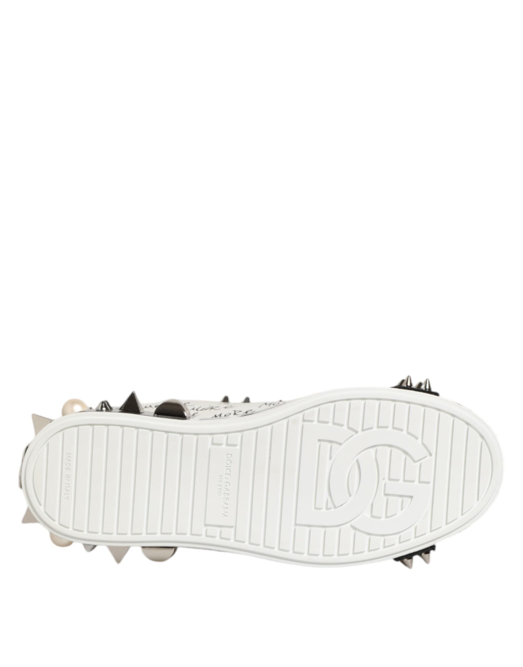 Dolce & Gabbana Black White Studded Low Top Sneakers Shoes