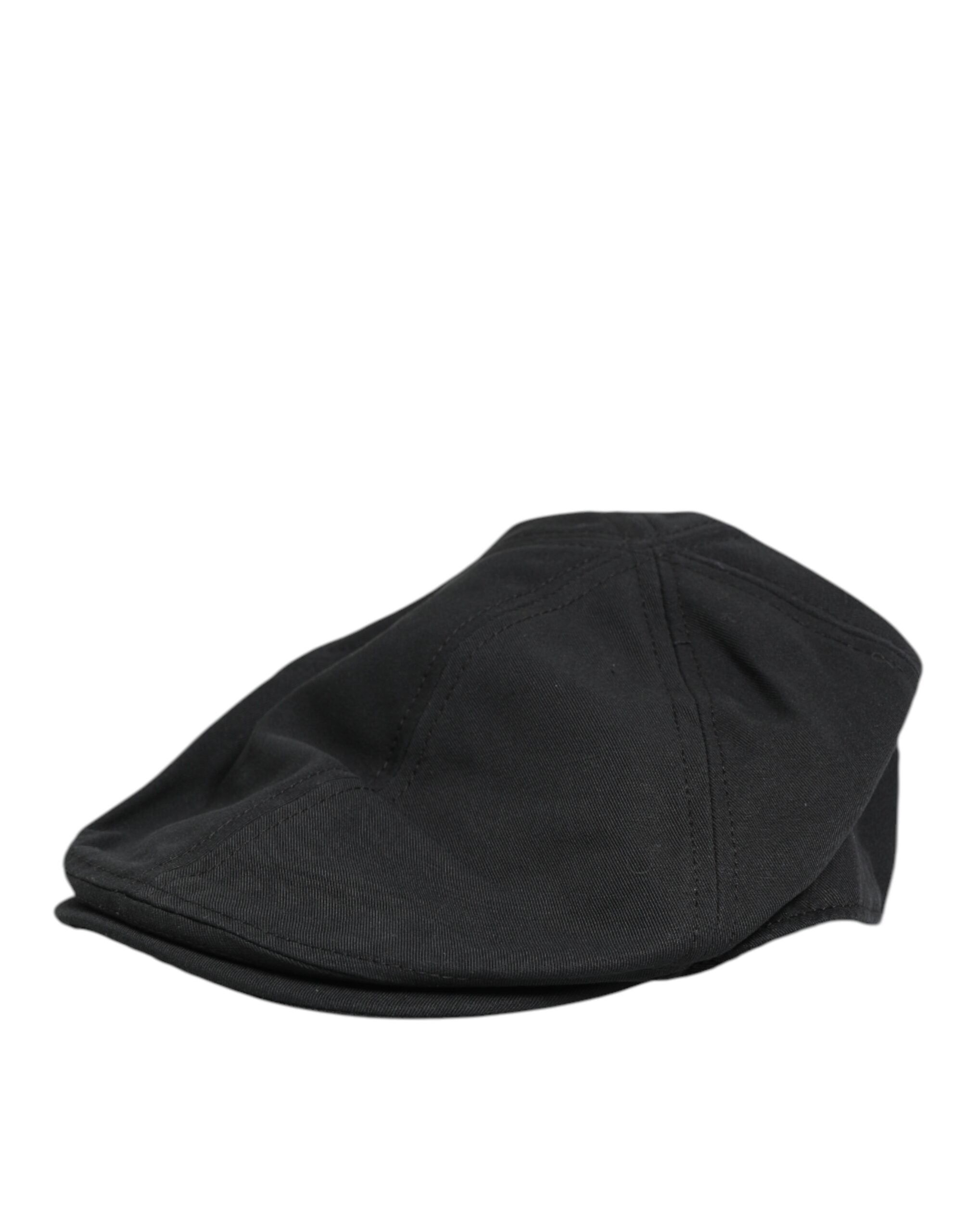 Dolce & Gabbana Black Cotton Blend Newsboy Men Cloth Cap Hat