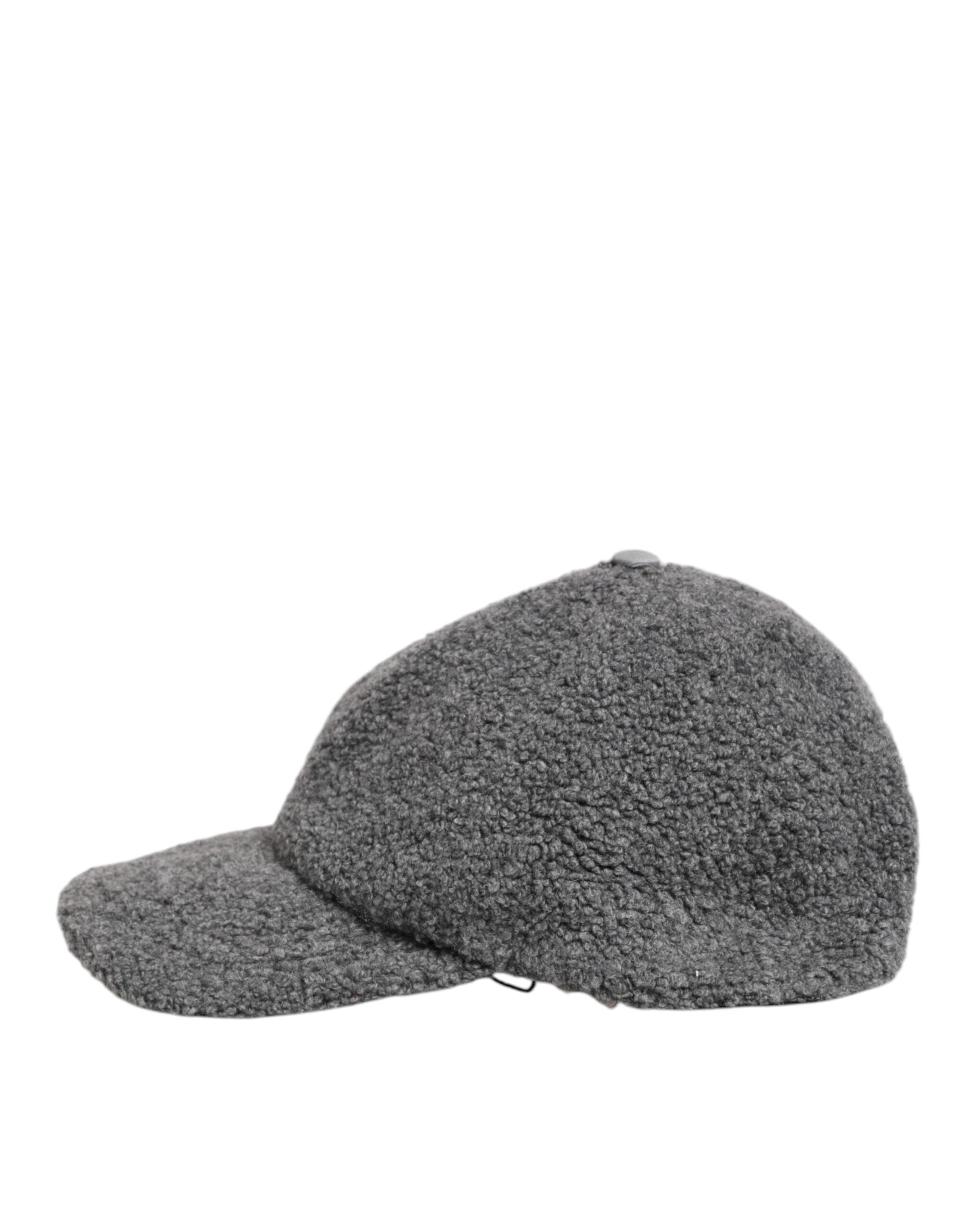 Dolce & Gabbana Gray Wool Fleece Rapper Men Baseball Capello Hat