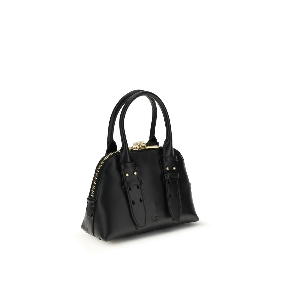 PINKO Black Calf Leather Bos Taurus Handbag
