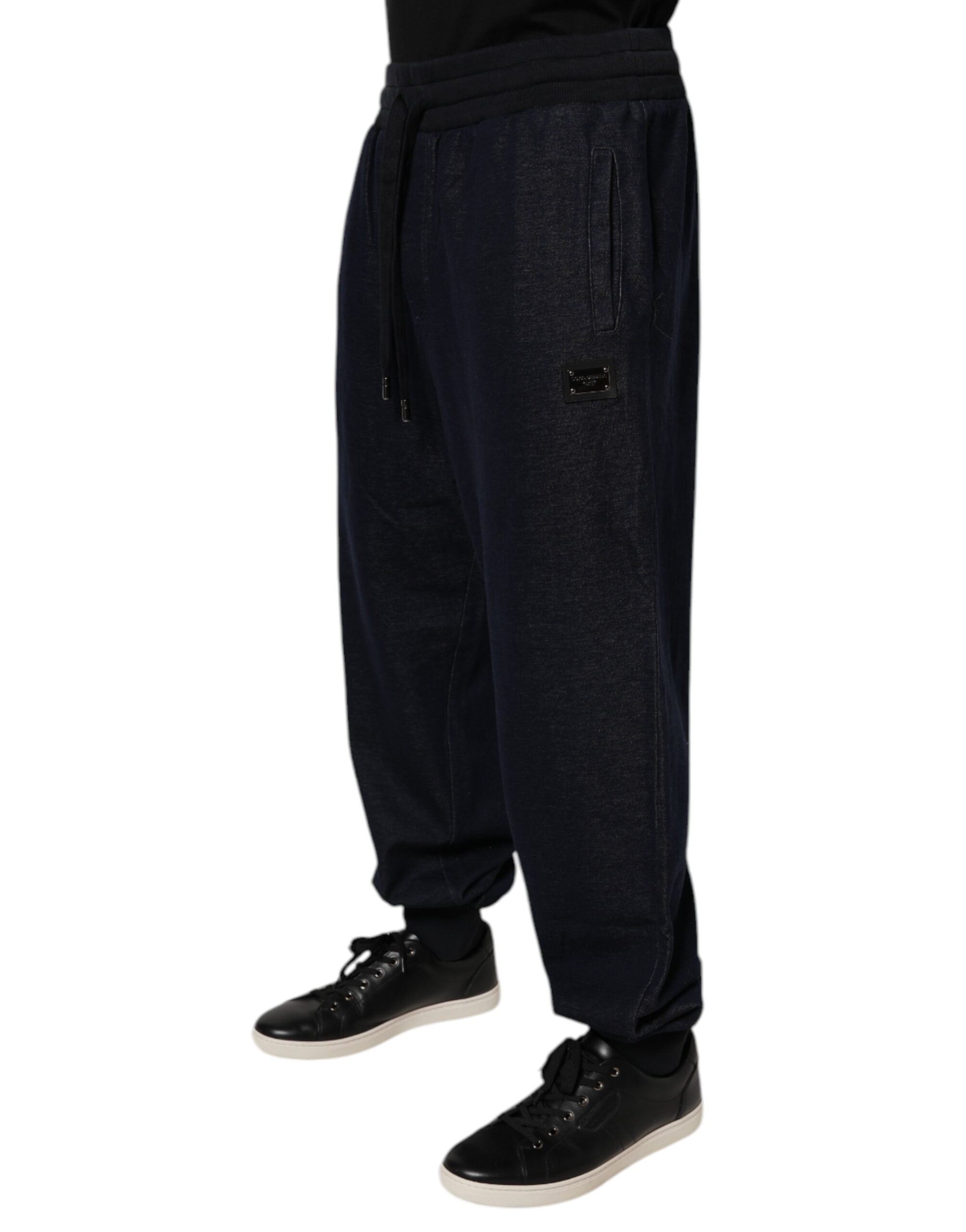 Dolce & Gabbana Black Cotton Blend Men Jogger Trouser Pants