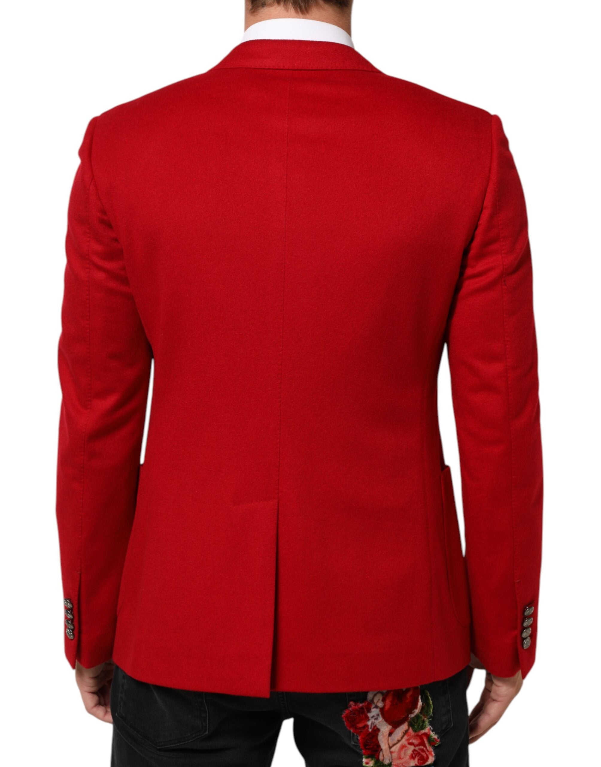 Dolce & Gabbana Red Cashmere 2 Buttons Suit Jacket Blazer