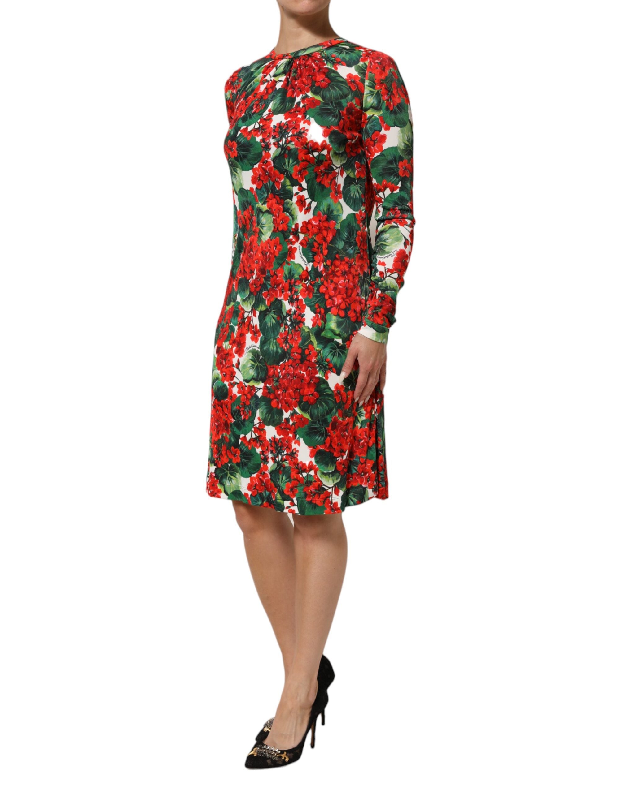 Indulge in the exquisite Dolce & Gabbana Multicolor Floral Short Portofino Dress, crafted from luxurious Vi, embodying elegance and Mediterranean allure for unforgettable moments.