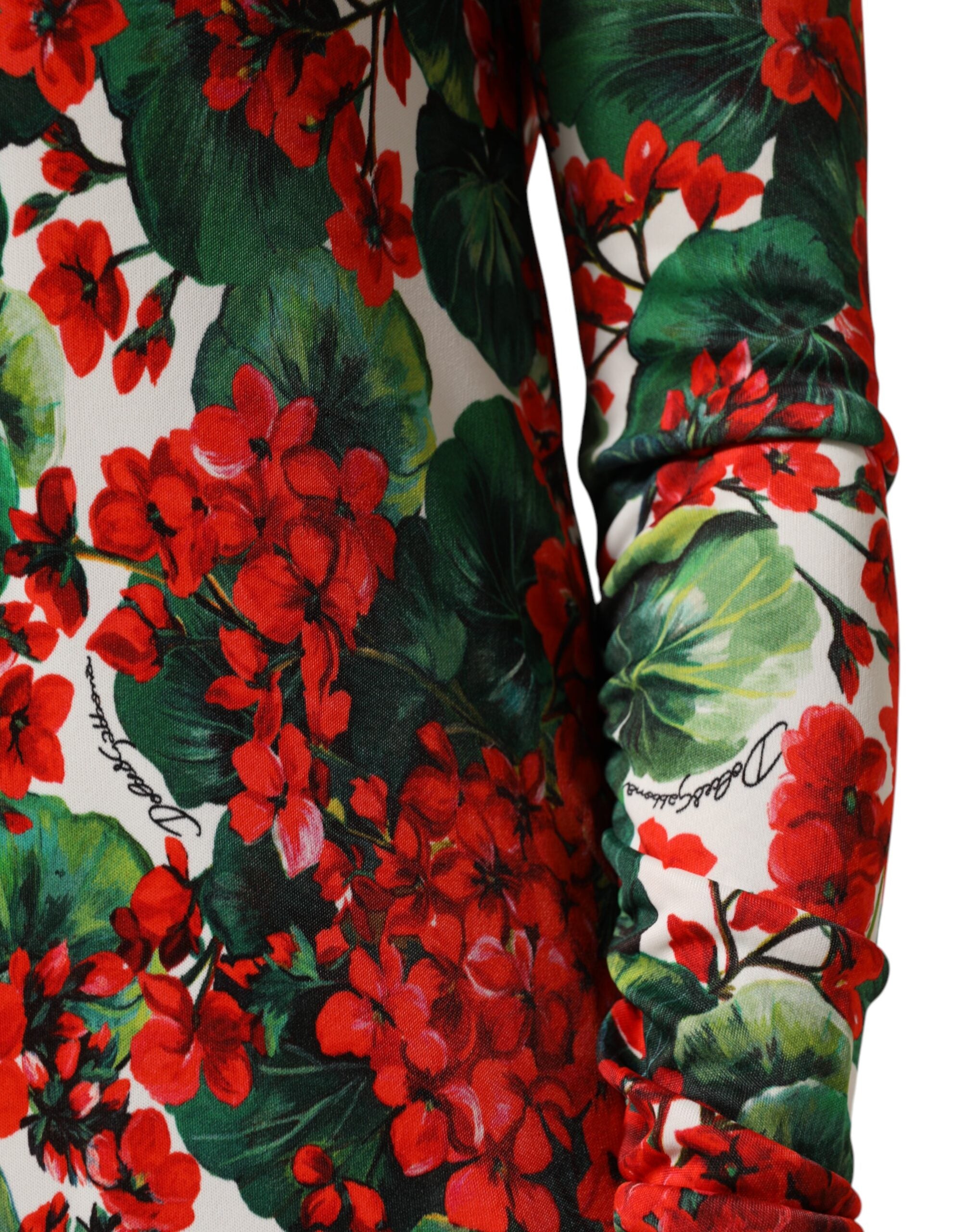 Indulge in the Dolce & Gabbana Multicolor Floral Short Portofino Dress, a masterpiece of Italian craftsmanship in luxurious Vi, embodying elegance and summer allure.