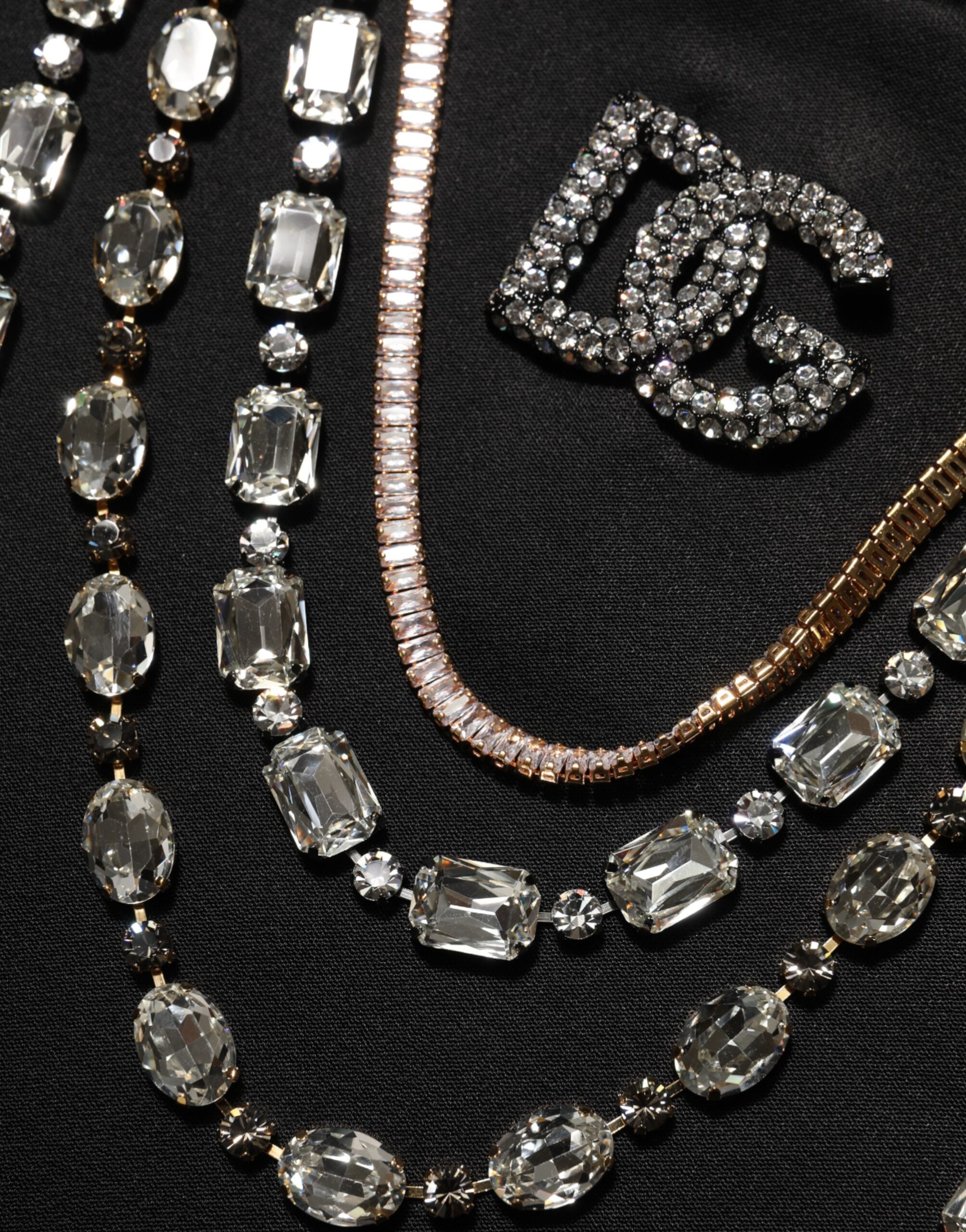 Dolce & Gabbana Black Necklace Crystal DG Logo Sweatshirt Sweater