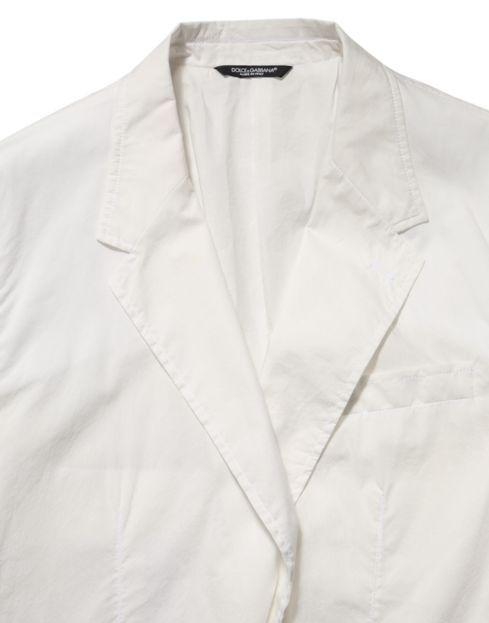 Dolce & Gabbana White Cotton 1 Button Men Suit Blazer