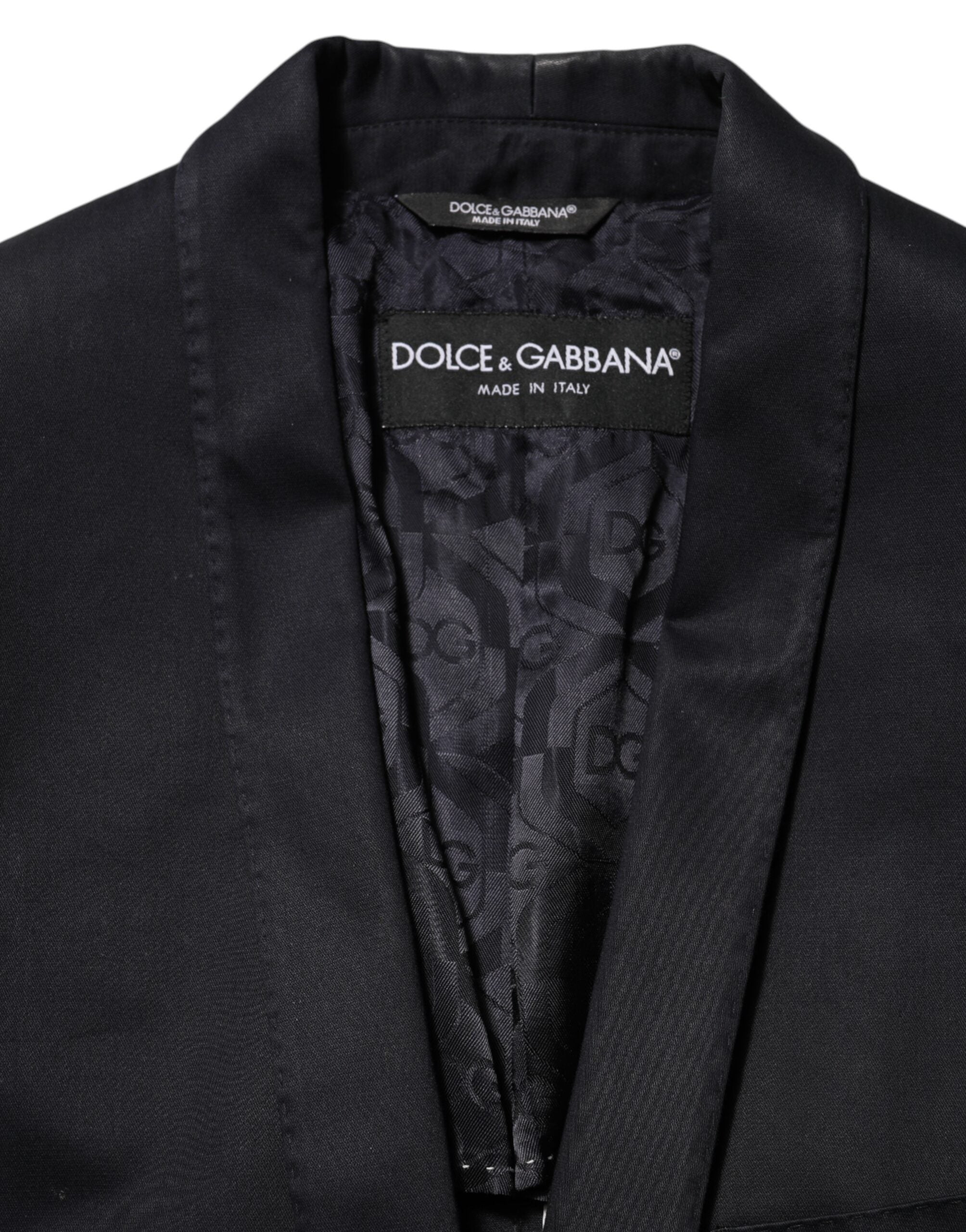 Dolce & Gabbana Black Cotton 1 Button Suit Jacket Blazer