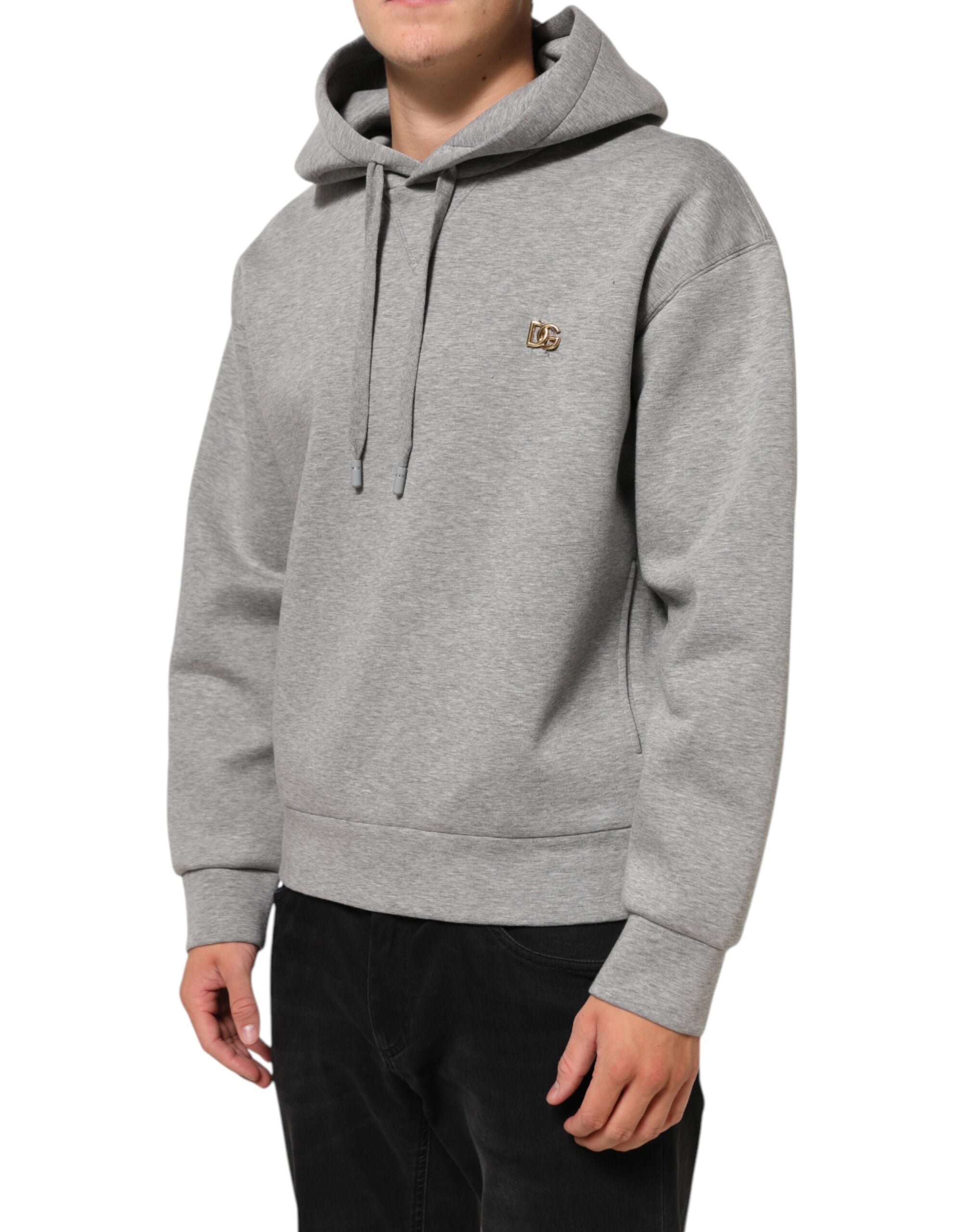 Dolce & Gabbana Gray Logo Cotton Hooded Sweatshirt Sweater