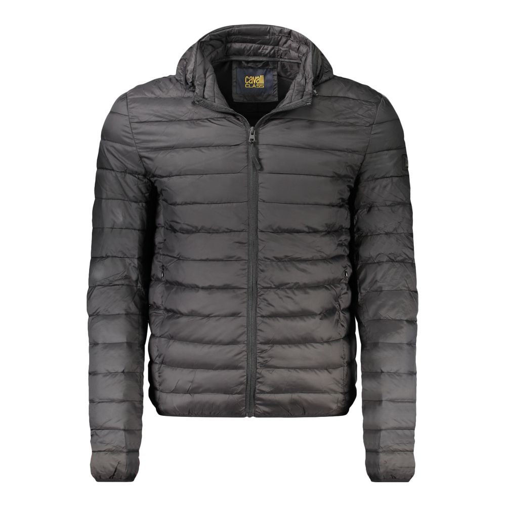 Elevate your style with the Cavalli Class Black Polyester Men's Jacket, a luxurious blend of Italian craftsmanship and modern sophistication, perfect for discerning tastes.