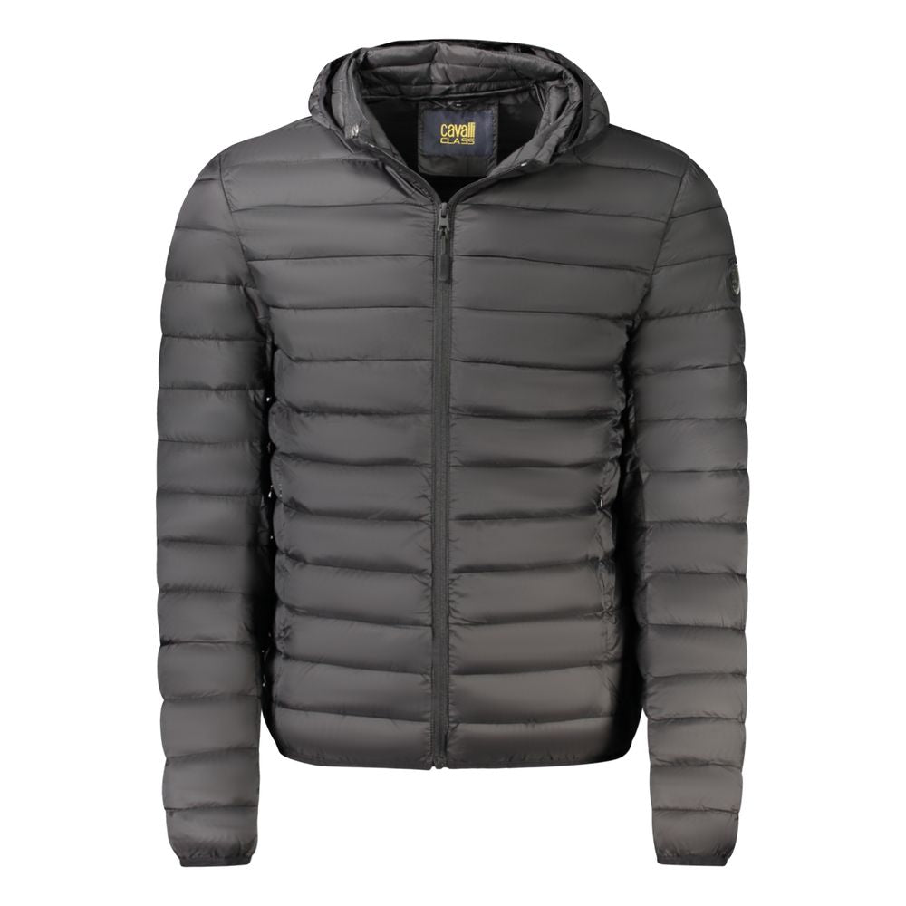 Elevate your style with the Cavalli Class Black Polyester Men's Jacket, a masterful blend of sophistication and functionality, designed for the modern connoisseur.