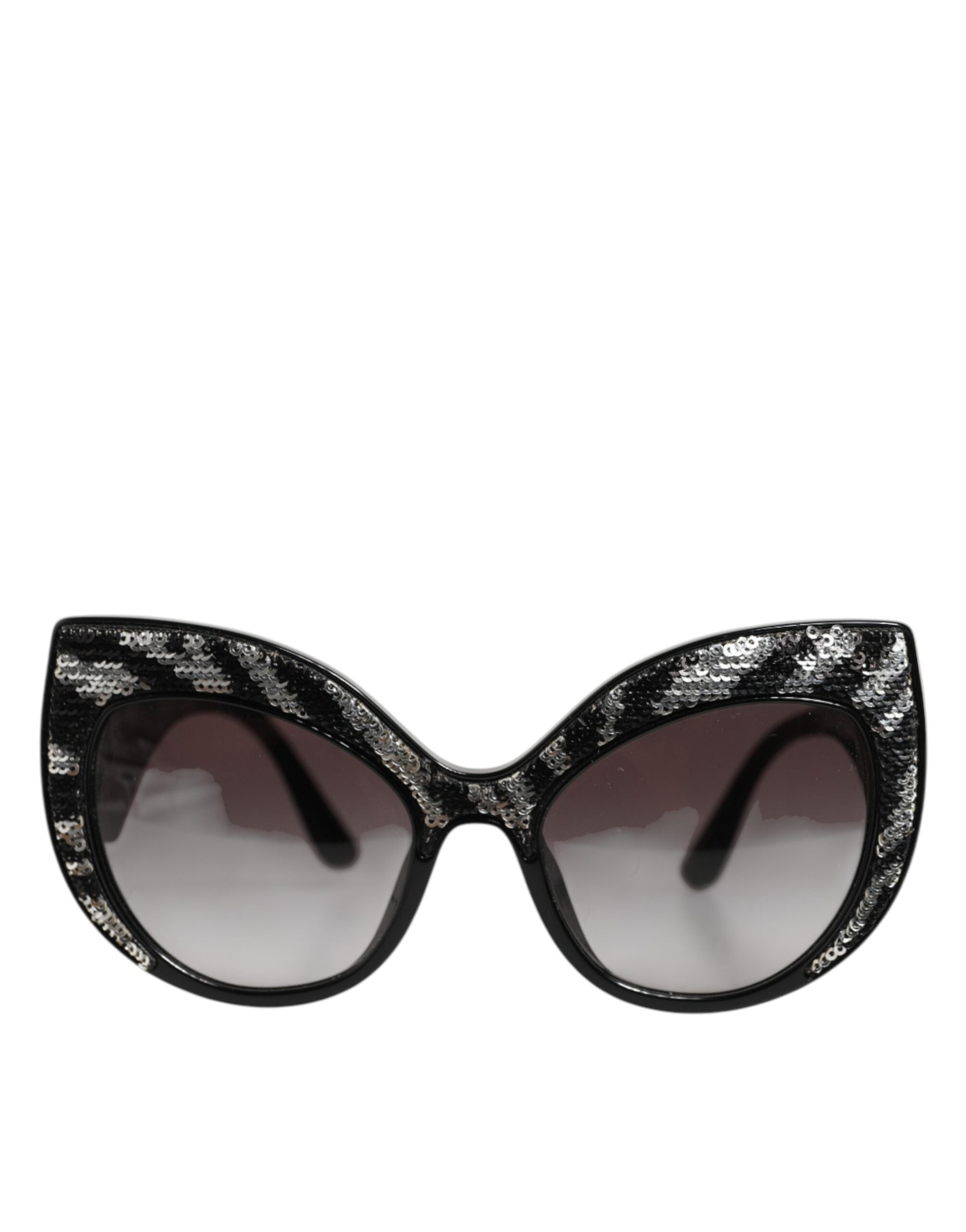 Dolce & Gabbana Black Silver Sequin Butterfly Polarized Sunglasses