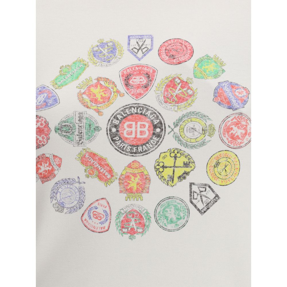 T-shirt à col rond avec logo graphique Balenciaga