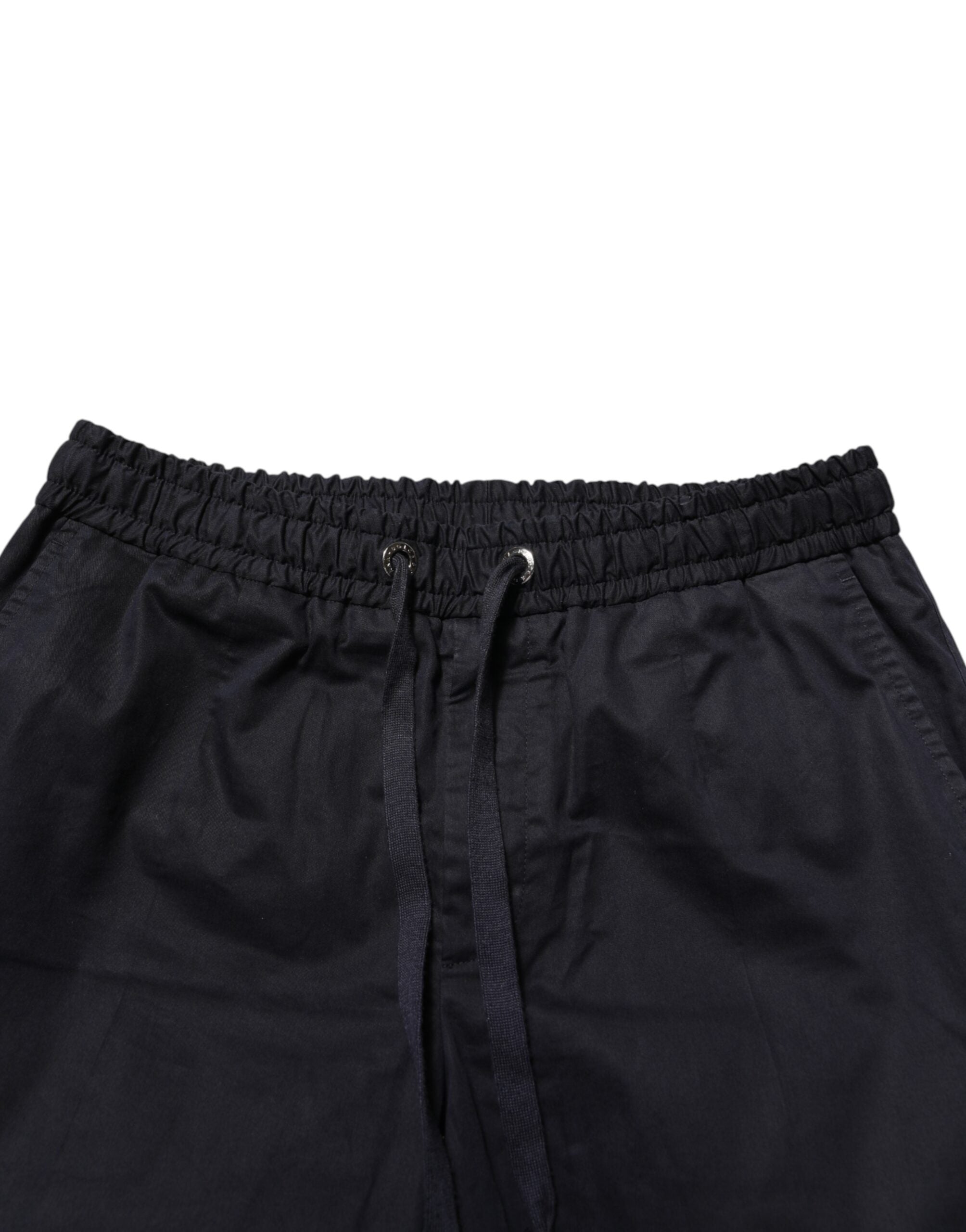 Dolce & Gabbana Black Mid Waist Drawstring Men Jogger Pants