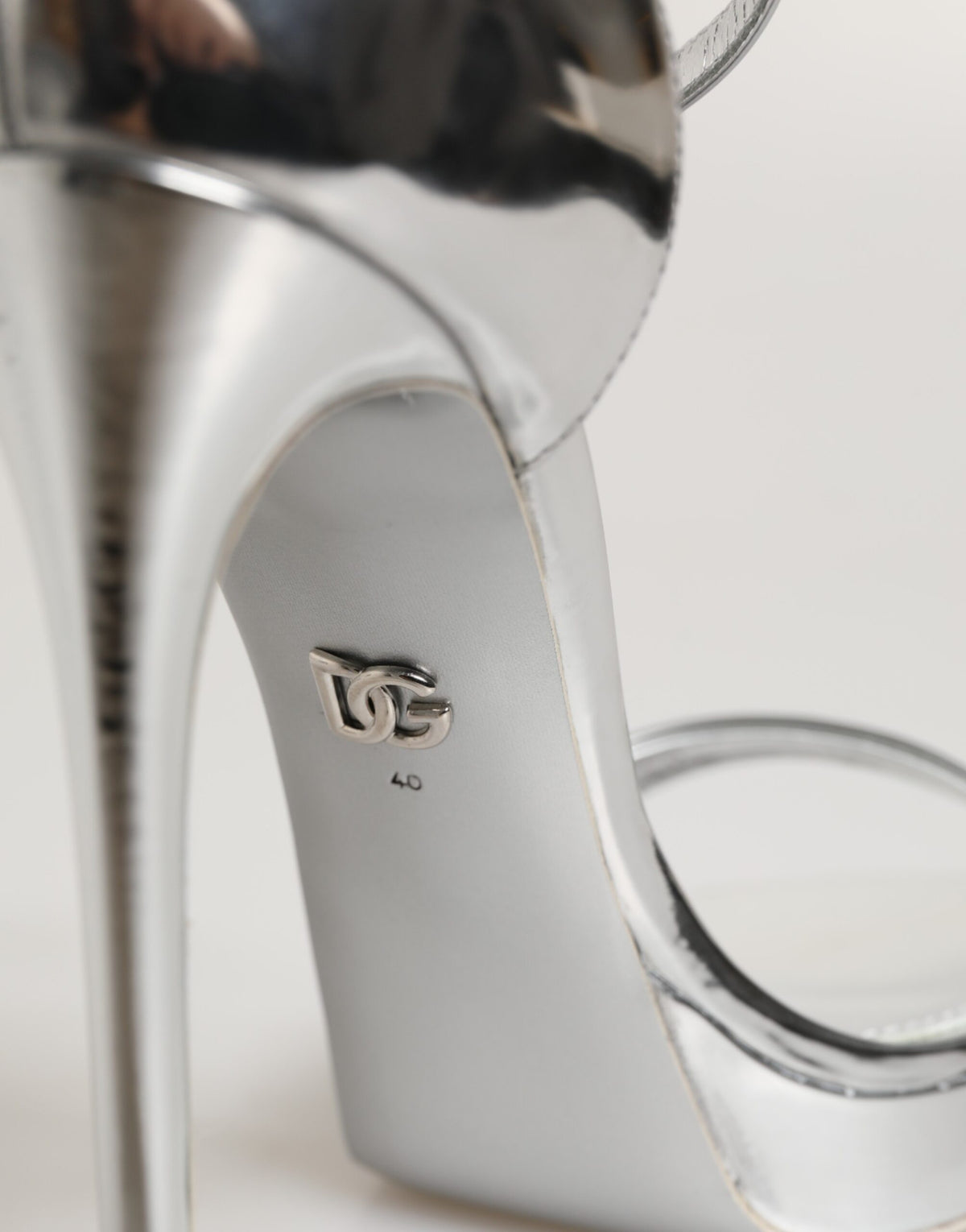 Dolce & Gabbana Silver Leather Platform Keira Sandals - Couture