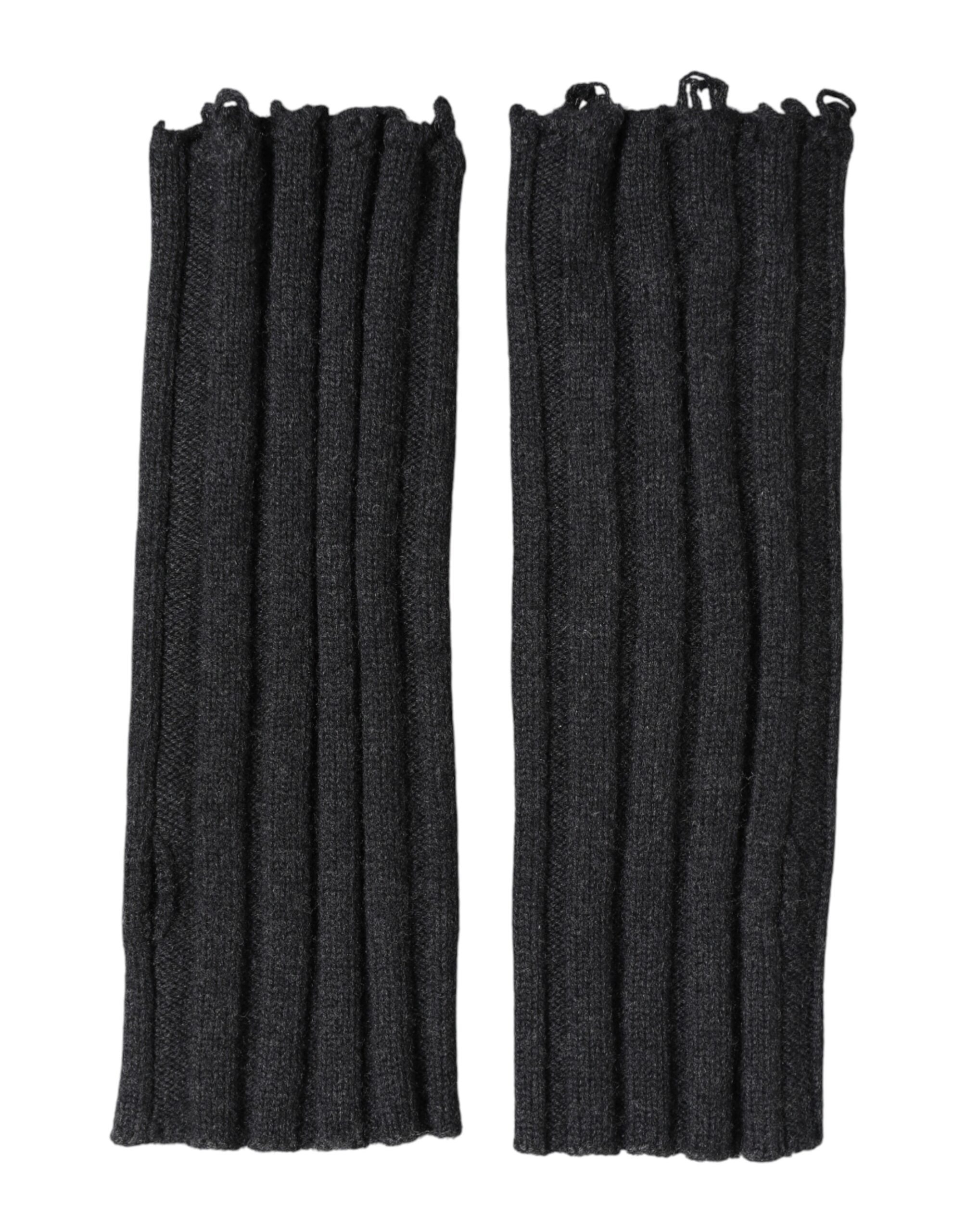 Dolce & Gabbana Black Virgin Wool Knitted Fingerless Gloves
