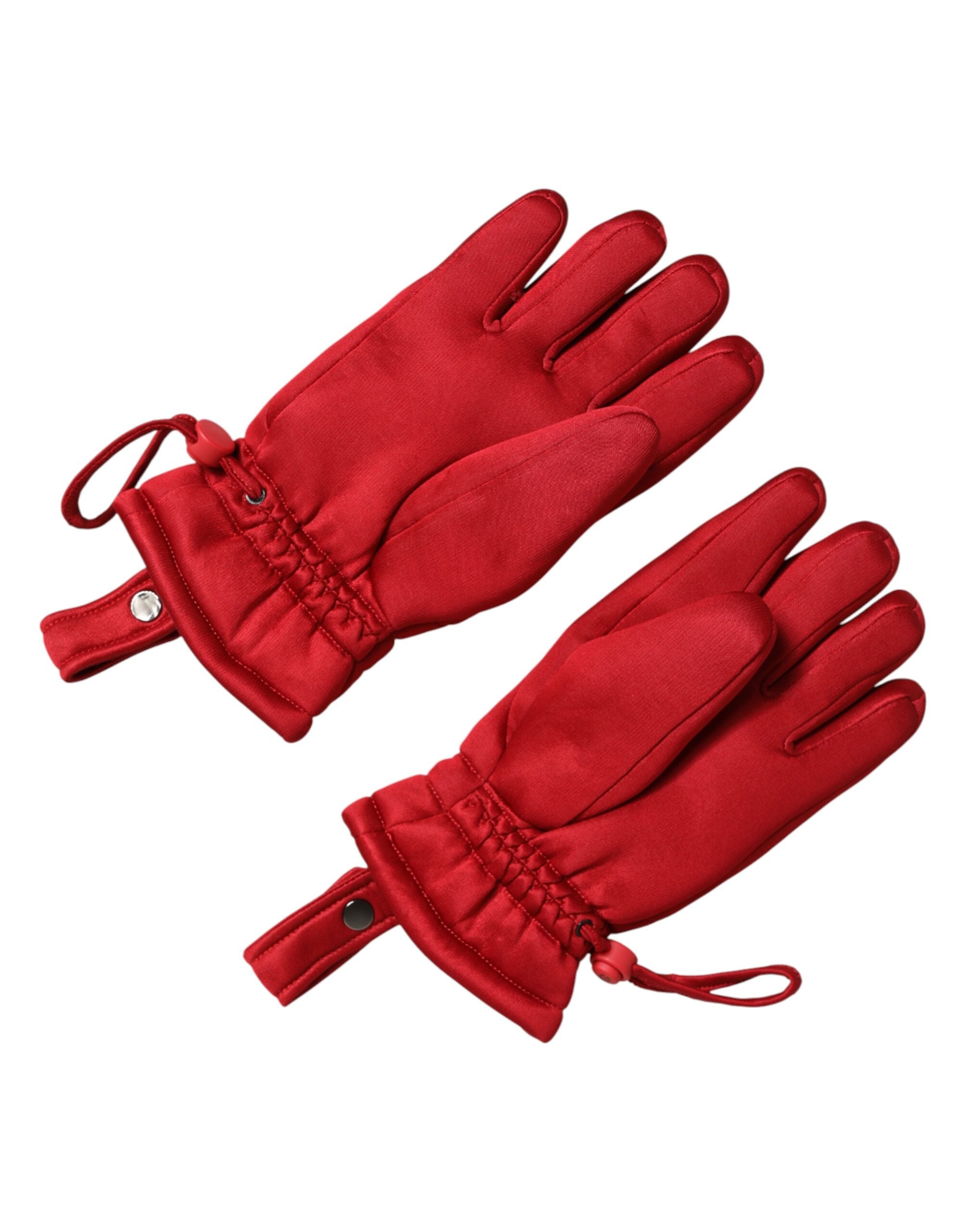 Dolce & Gabbana Red Viscose Motorcycle Biker Mitten Gloves
