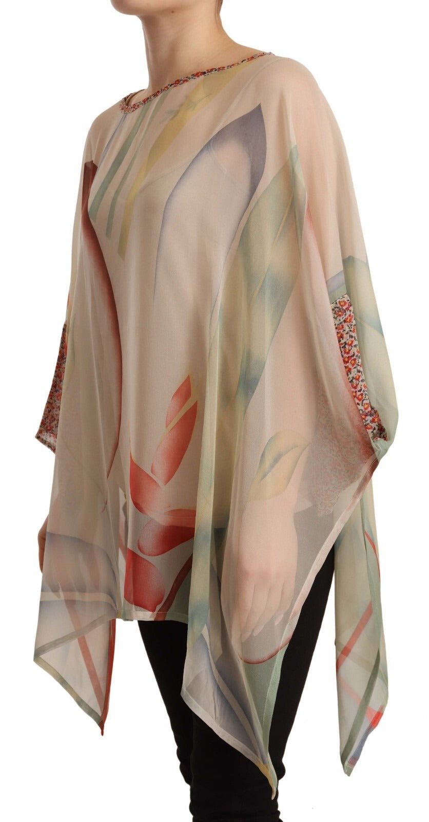Etro Silk Multicolor Printed Poncho Long Sleeves Women Blouse Top