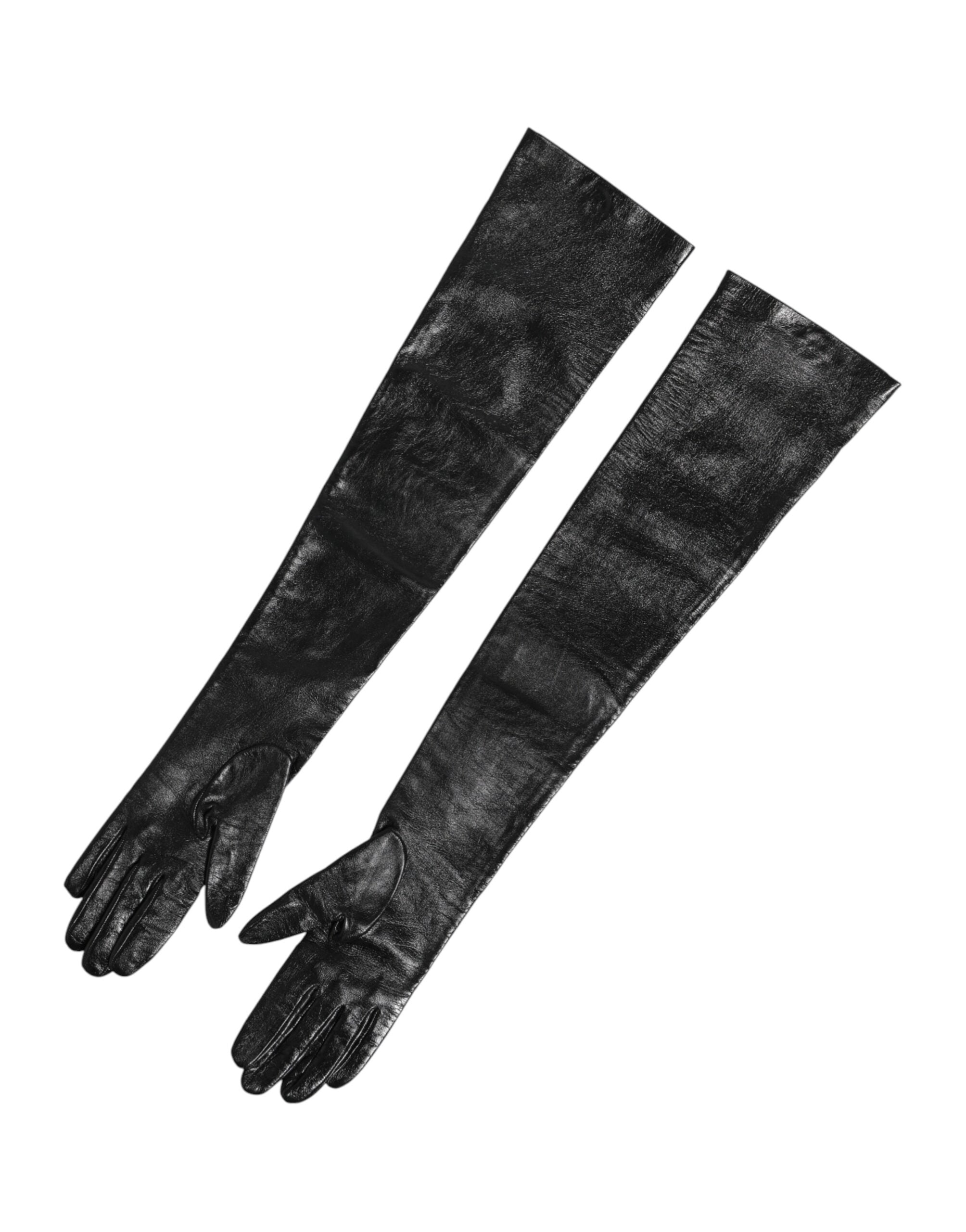 Dolce & Gabbana Black Polyester Elbow Length Mitten Gloves