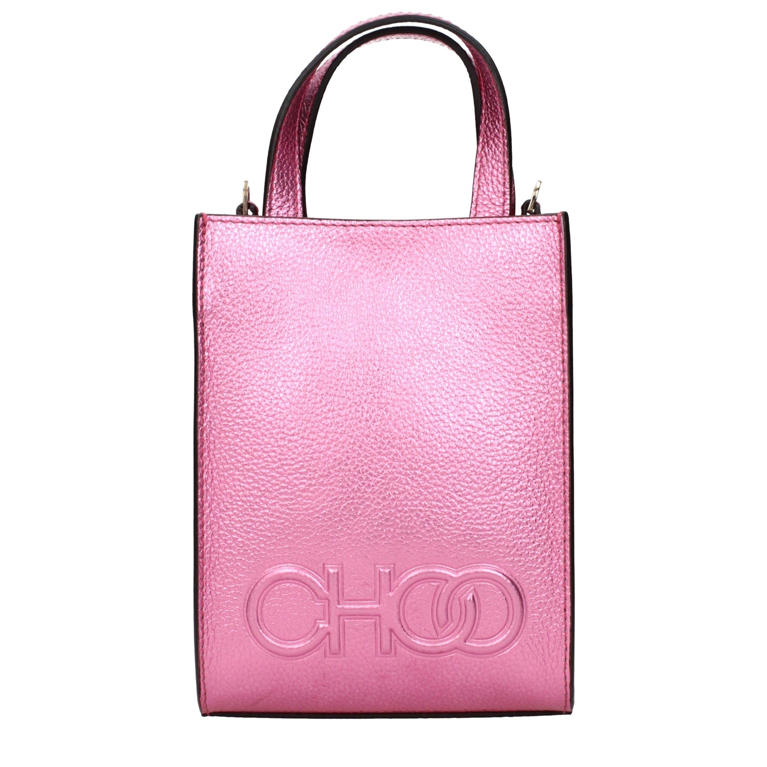 Jimmy Choo pink leather handbag front view