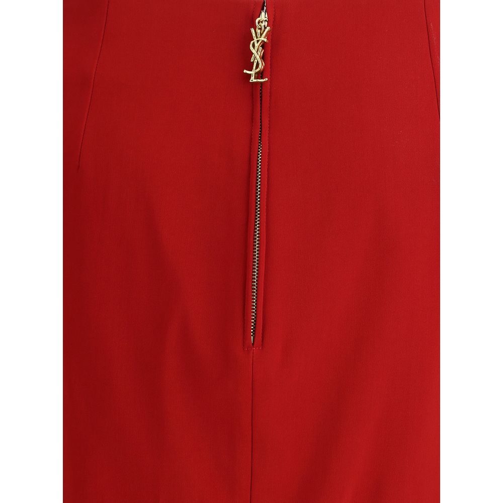Saint Laurent Red Viscose Skirt
