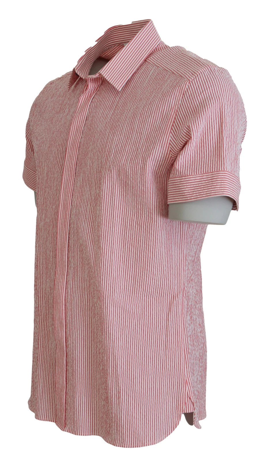 Elevate your wardrobe with the Dolce & Gabbana Red White Striped Cotton Short Sleeve Shirt, a masterpiece of Italian craftsmanship that embodies timeless elegance and versatility.