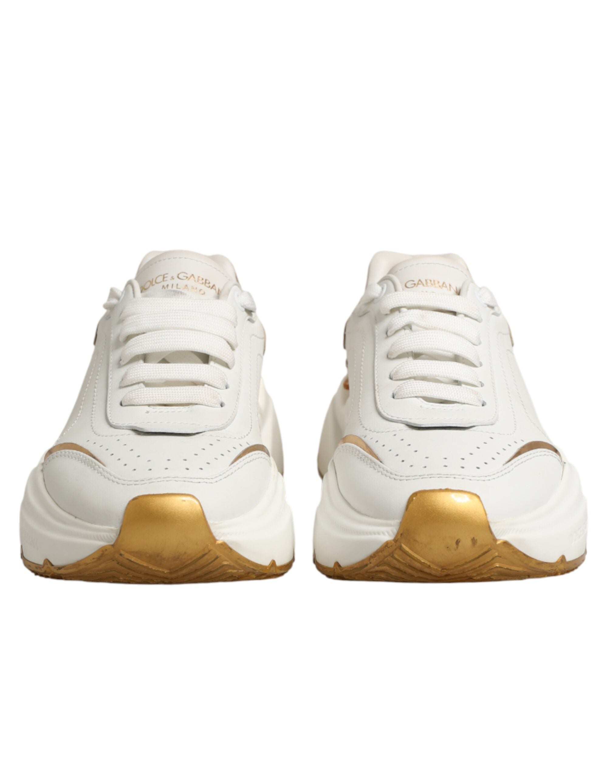 Dolce & Gabbana White Gold Daymaster Low Top Sneakers Shoes
