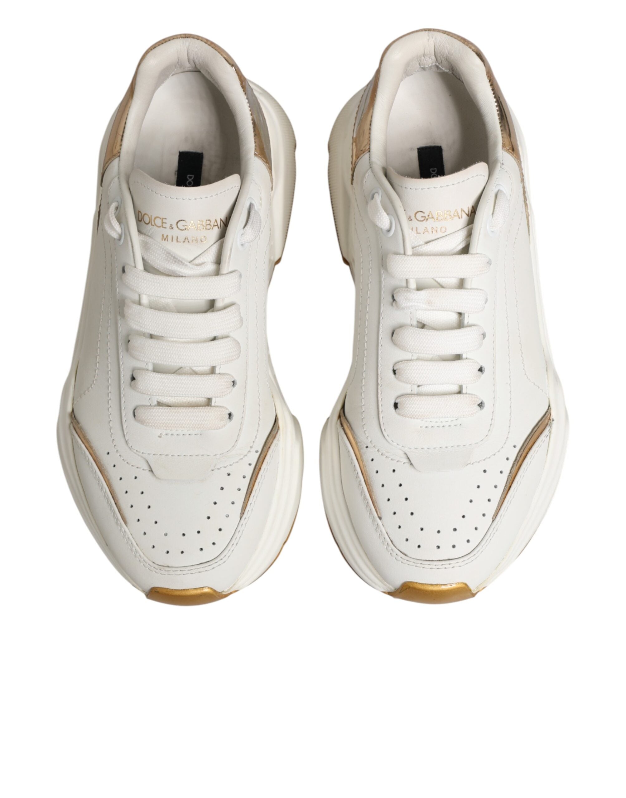 Dolce & Gabbana White Gold Daymaster Low Top Sneakers Shoes