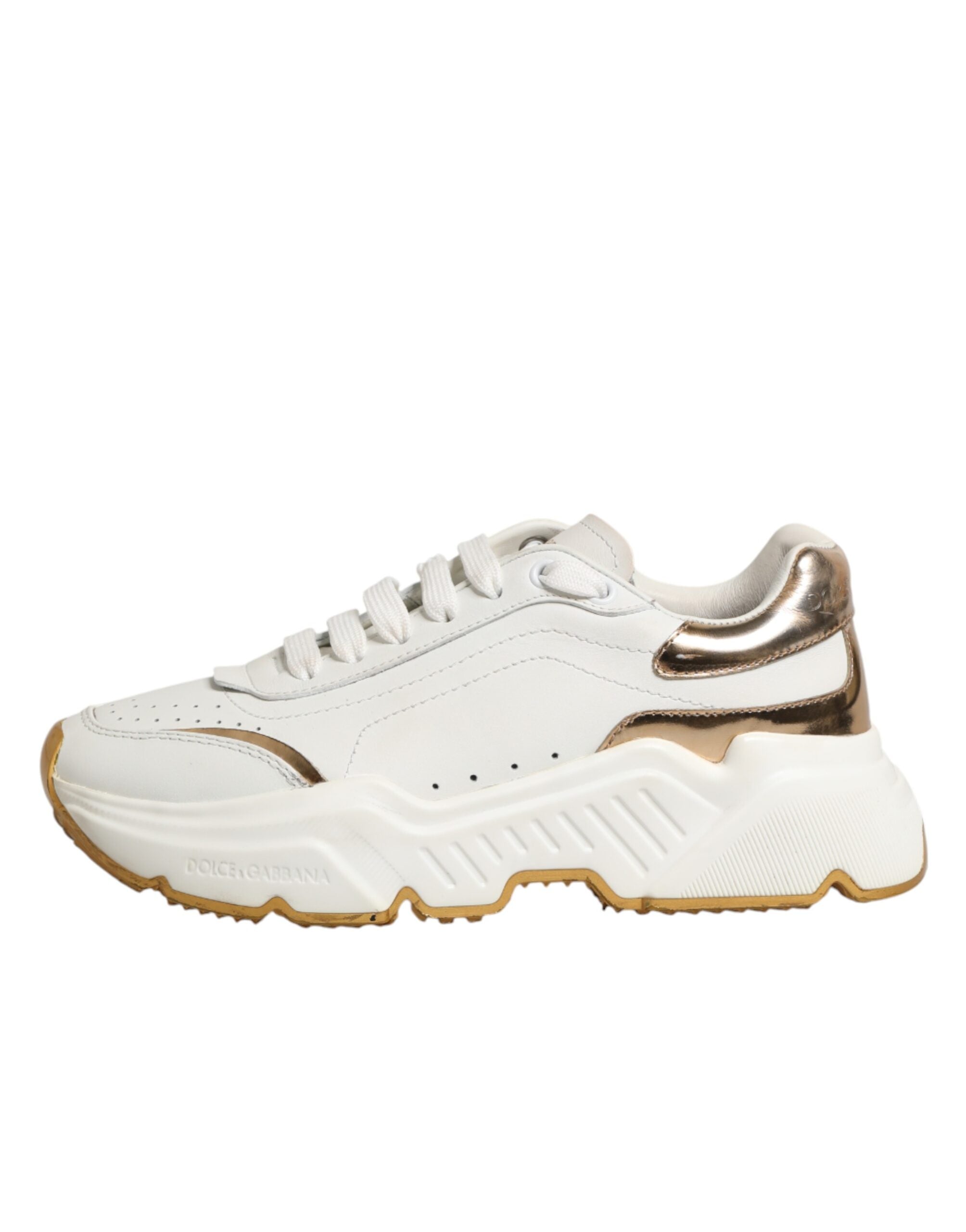 Dolce & Gabbana White Gold Daymaster Low Top Sneakers Shoes