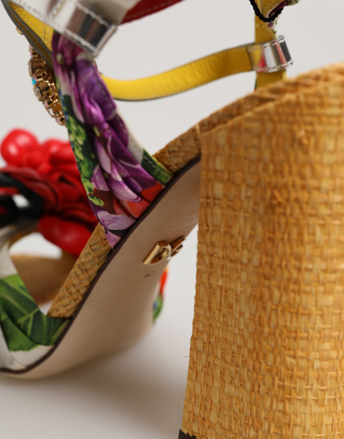 Dolce & Gabbana Multicolor Floral Crystal Sandals - Haute Couture