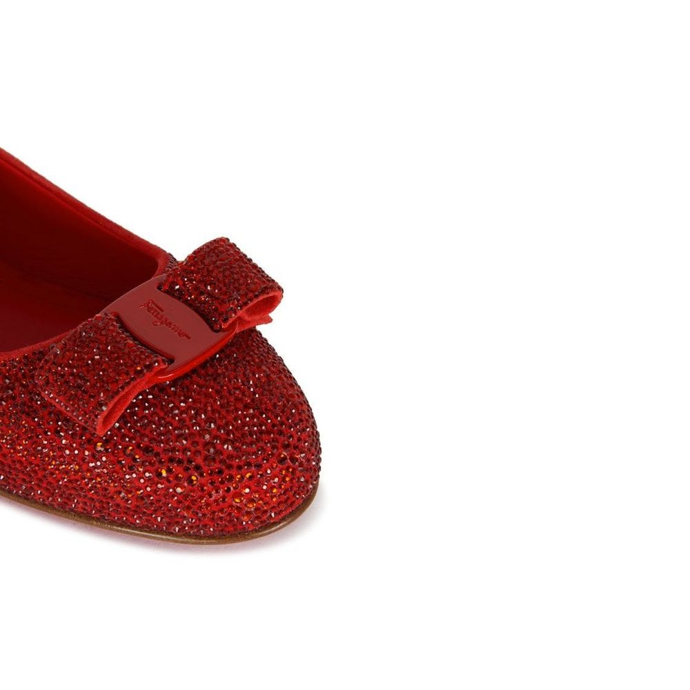 Salvatore Ferragamo Red Calfskin Ballet Flats