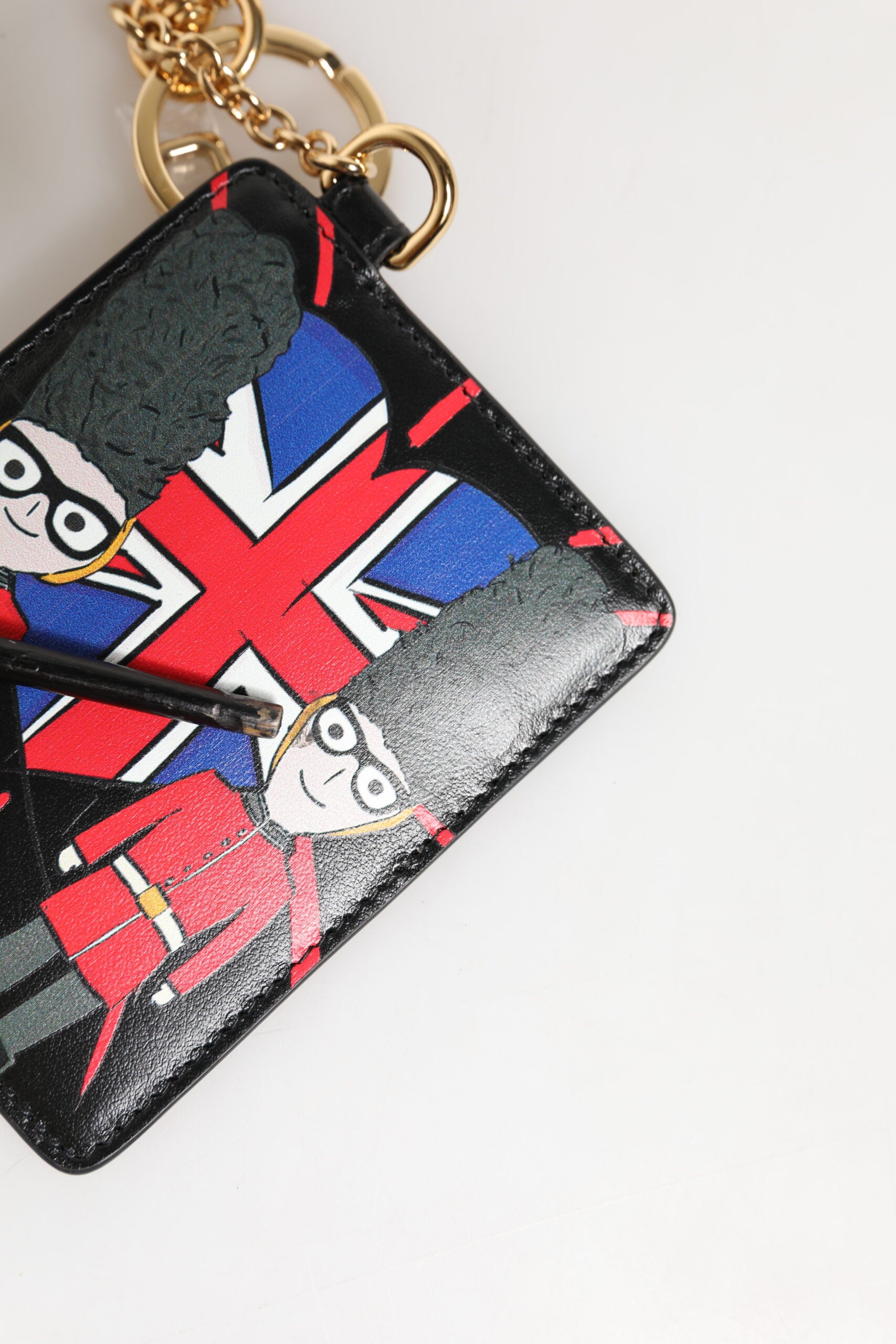 Dolce & Gabbana Black Leather #DGLovesLondon Cardholder Coin Case Keyring