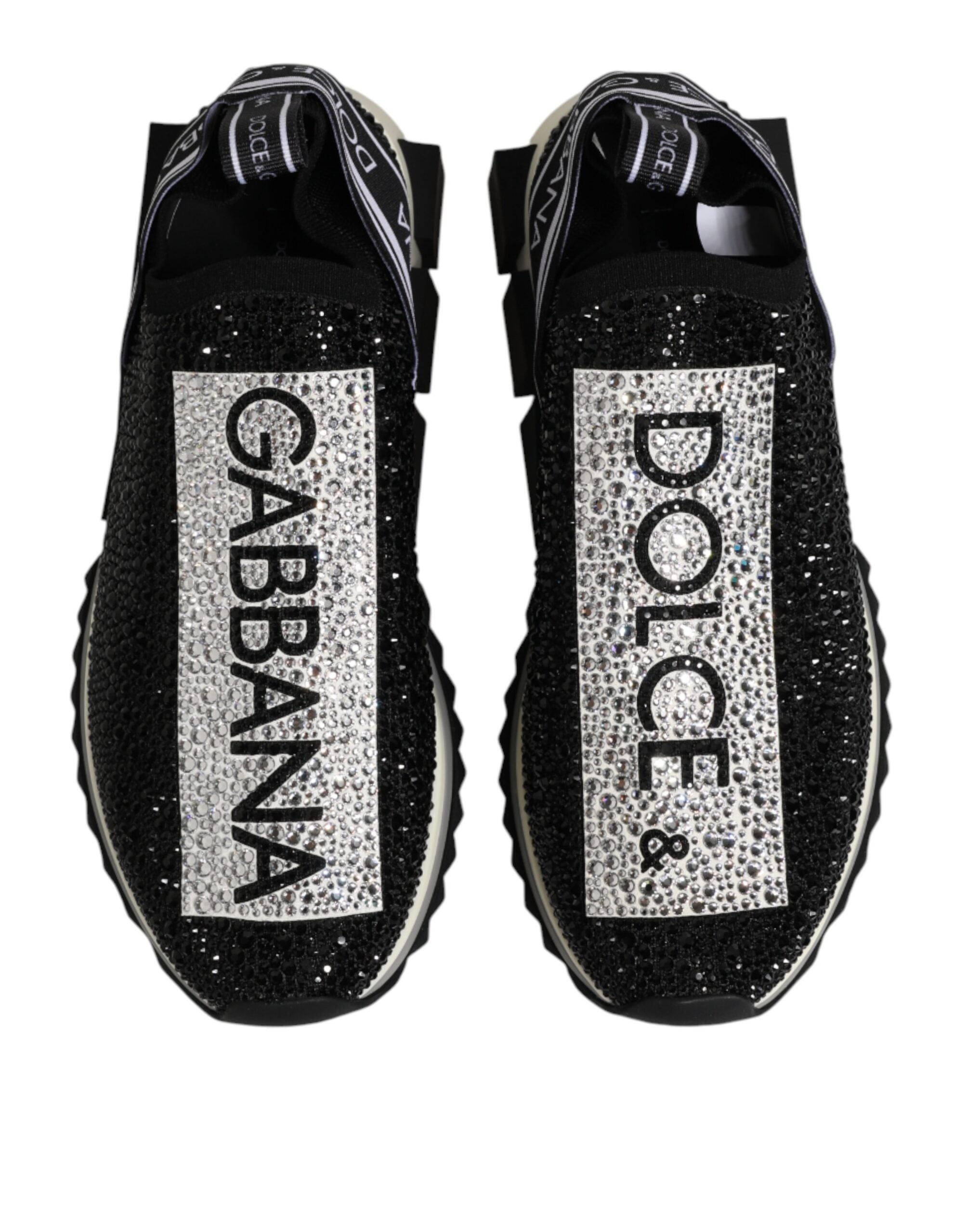 Dolce & Gabbana Black Strass Slip On Men Sorrento Sneakers Shoes