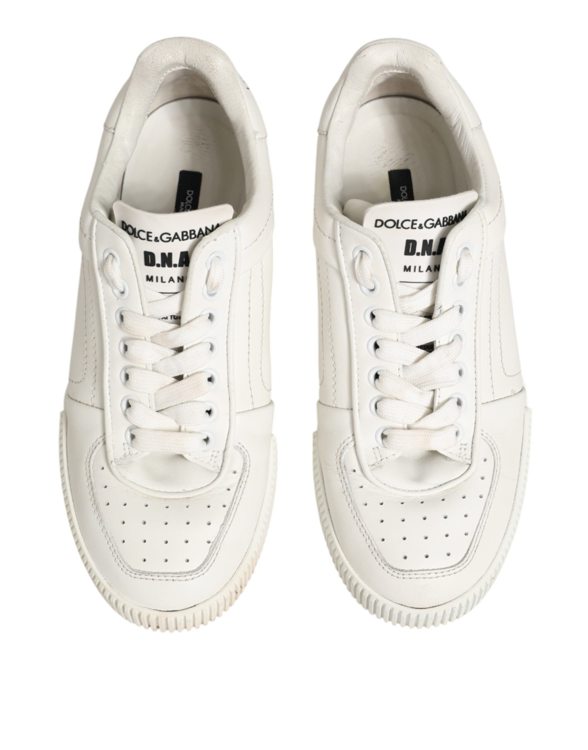 Dolce & Gabbana White Leather MIAMI Low Top Sneakers Shoes