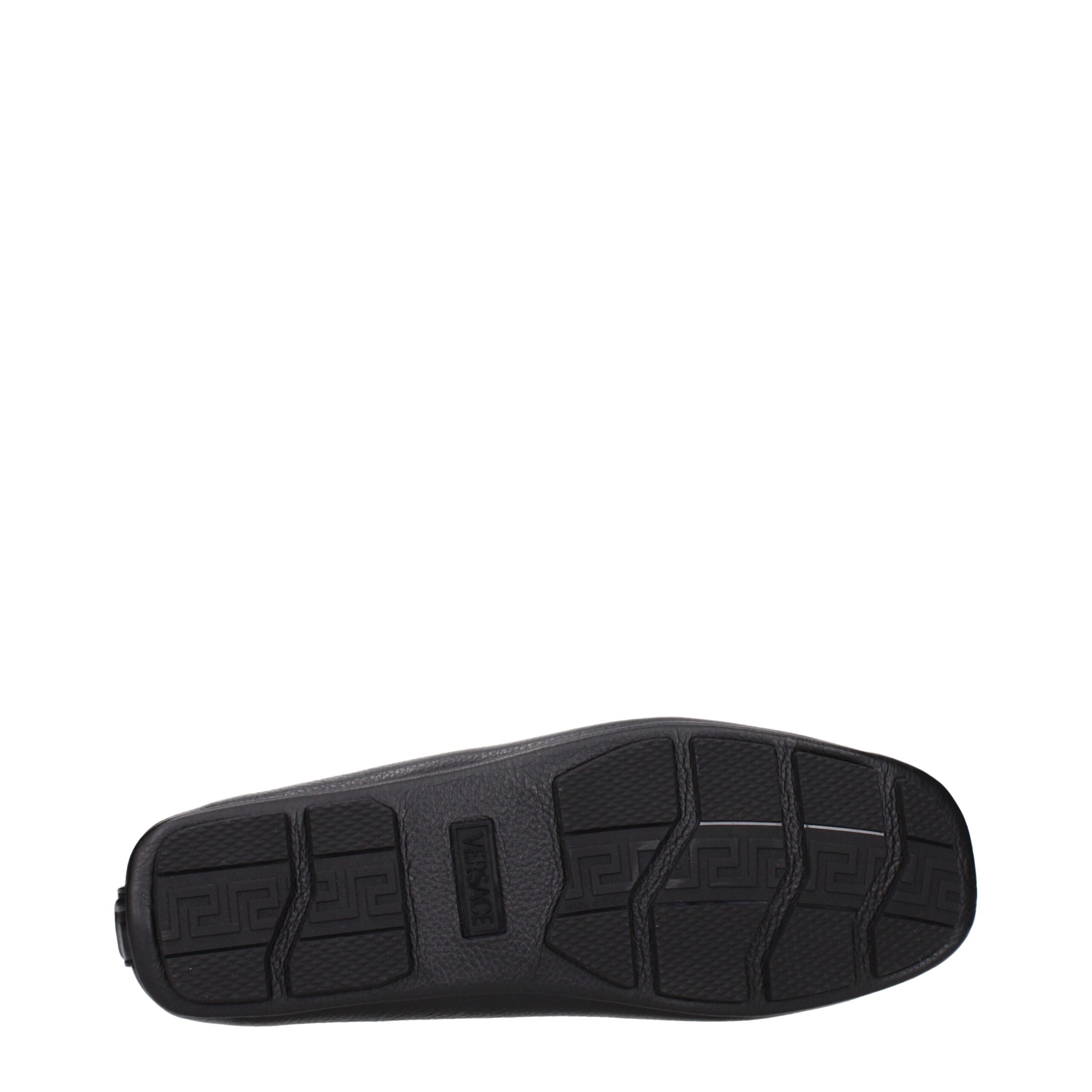Versace Black Leather Slip-On Loafers