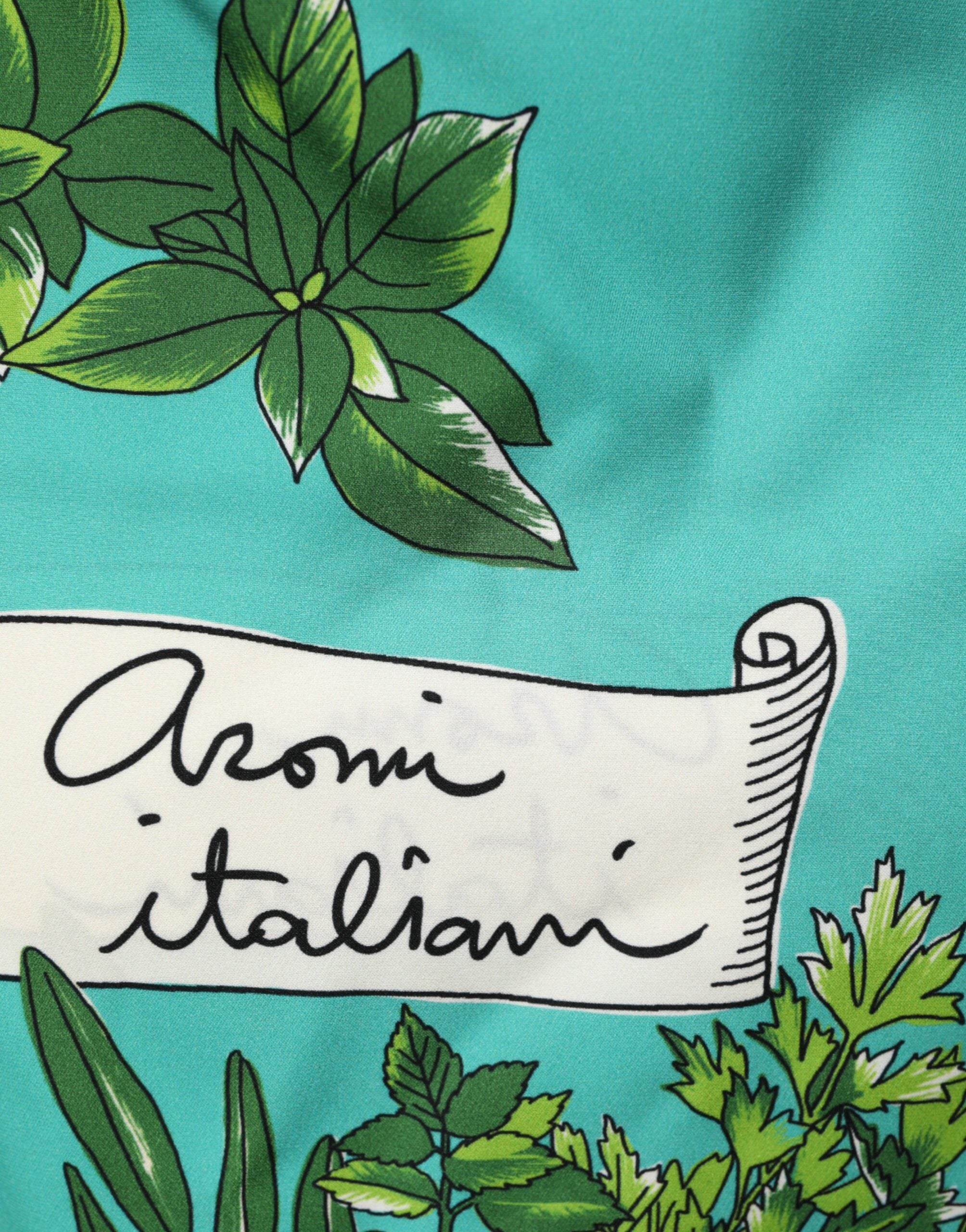 Dolce & Gabbana Green Printed Long Sleeve Wrap Coat Dress