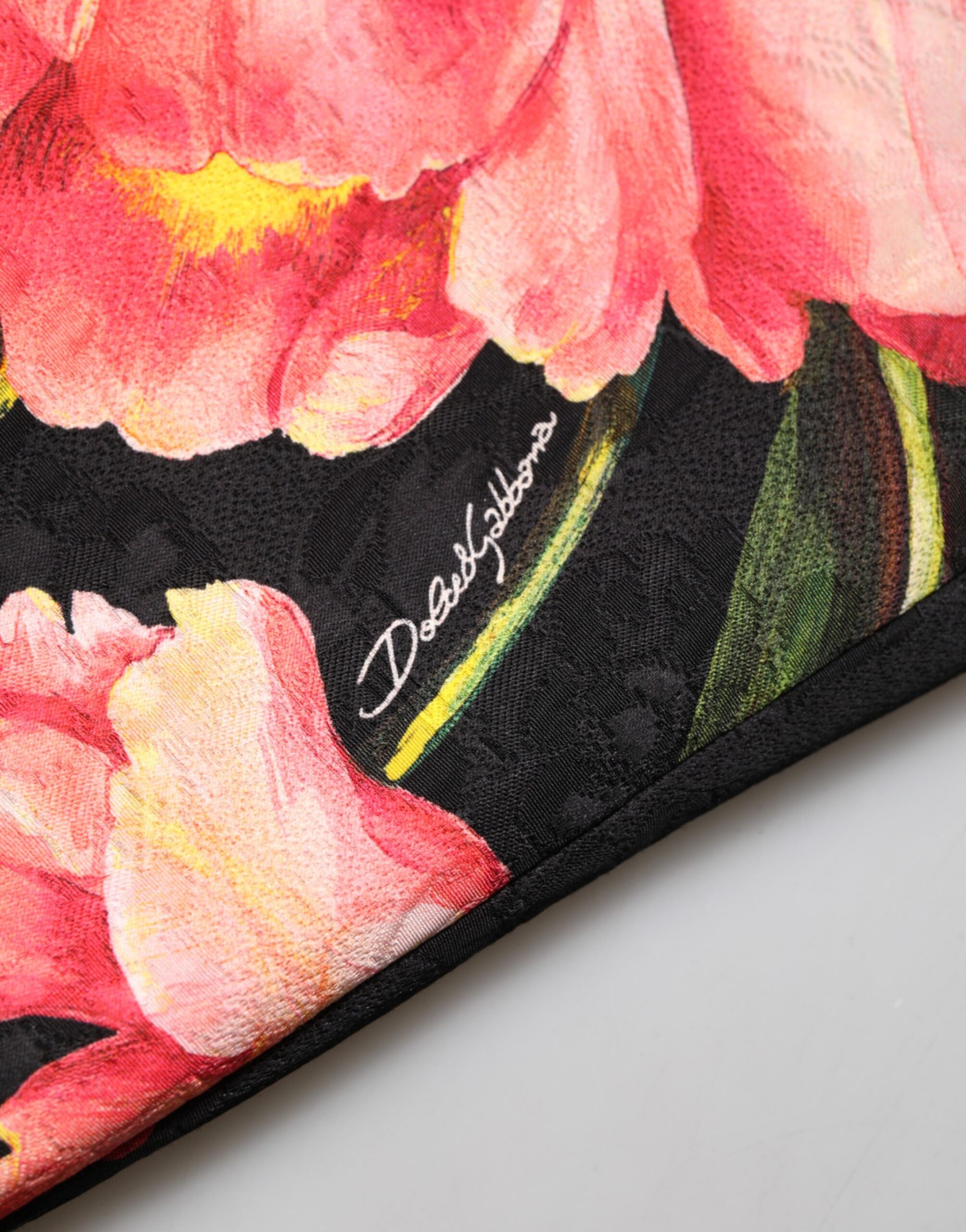 Dolce & Gabbana Black Floral Print Viscose A-line Mini  Dress