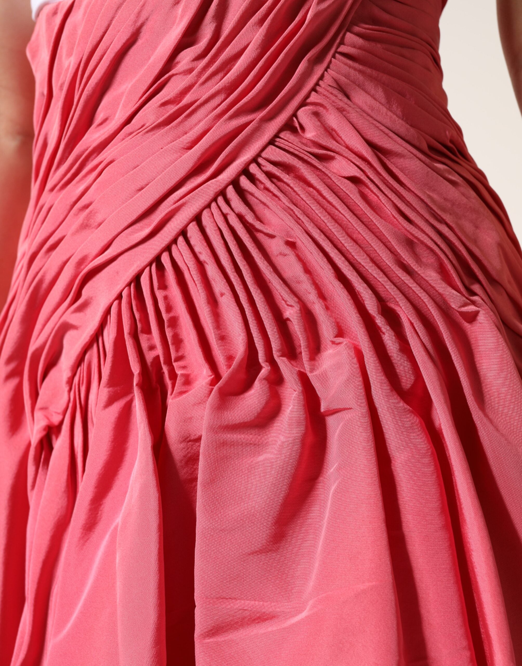 Dolce & Gabbana Pink Silk Pleated High Waist Midi Skirt