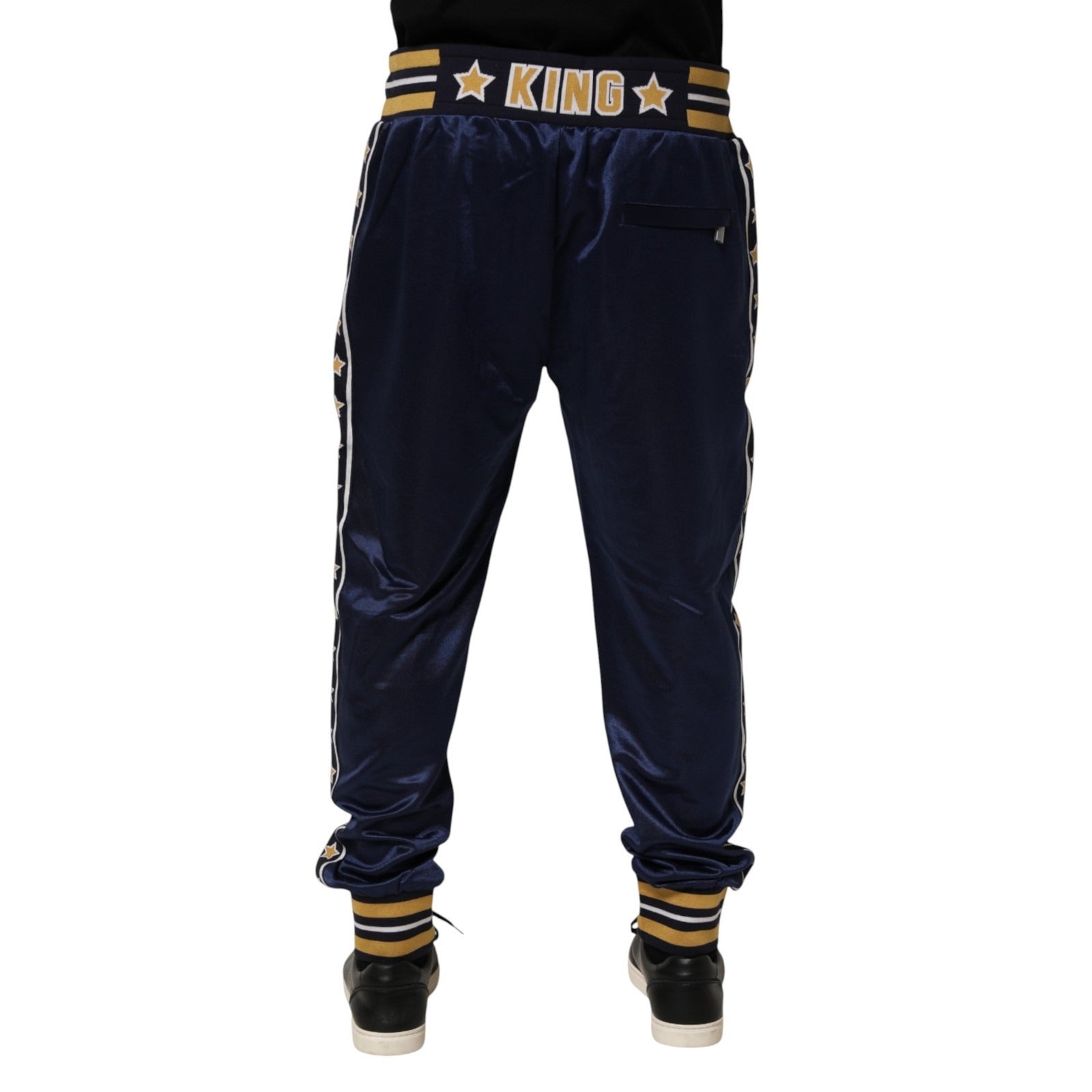Dolce & Gabbana Blue Nylon Jogger Mid Waist Trouser Pants
